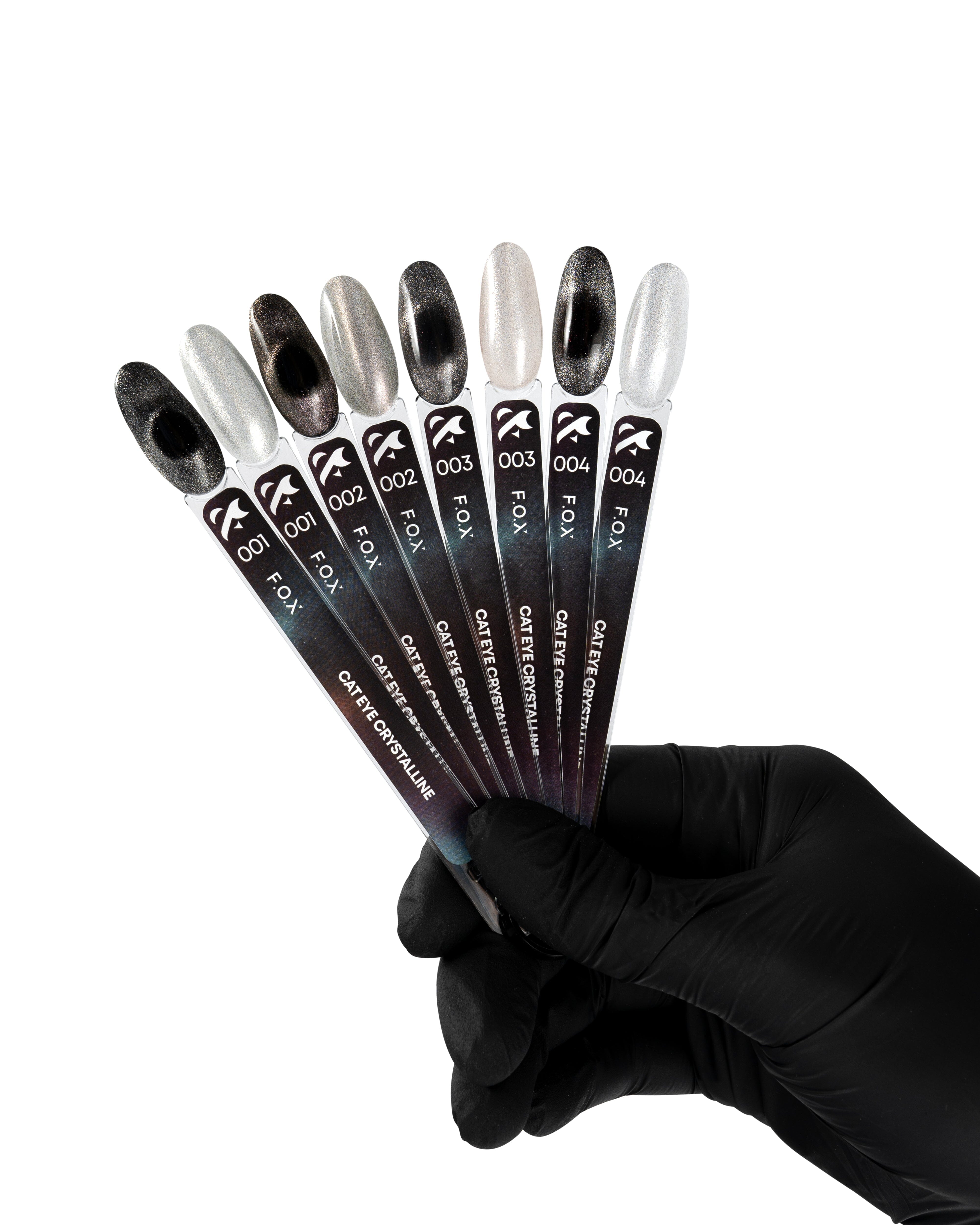 F.O.X Cat Eye Crystalline Nail Tips - Set of 4 Press On Nails with Glitter Effect for Women | Perfect for Parties, Weddings, and Special Occasions
