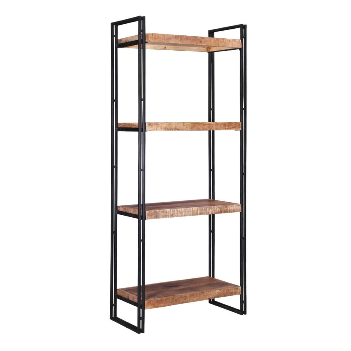 Corvallis 4-Shelf Solid Wood Industrial Bookcase - Rustic Bookshelf for Living Room, Office & Study - Sturdy Storage for Books, Decor & Essentials