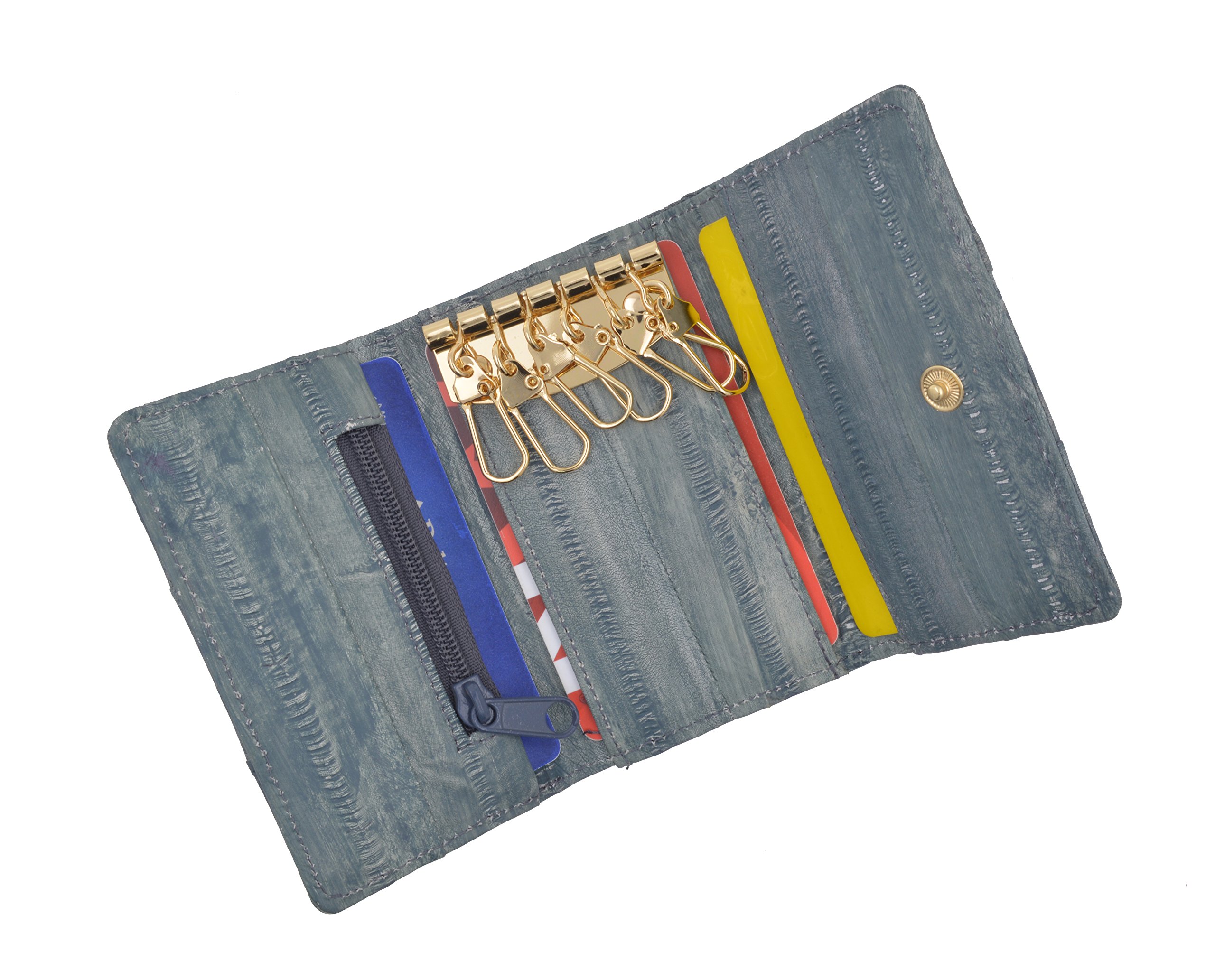 Premium MARSHAL Eel Skin Leather Key Case Wallet - Slim & Durable Key Organizer for Men & Women - Perfect for Home, Office & Travel Accessories