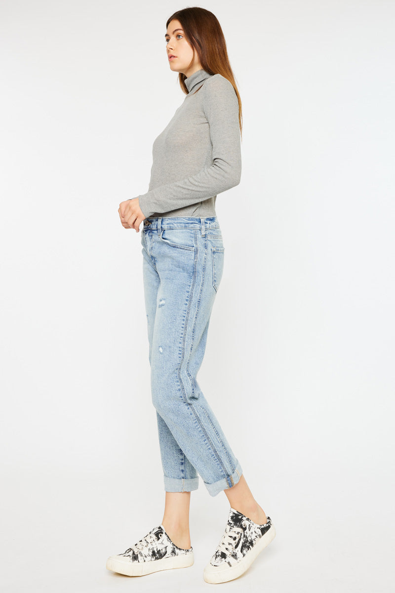 Leonel Mid Rise Boyfriend Jeans for Women - Comfortable Stretch Denim Pants with Classic Fit | Perfect for Casual Wear, Weekend Outfits & Everyday Style