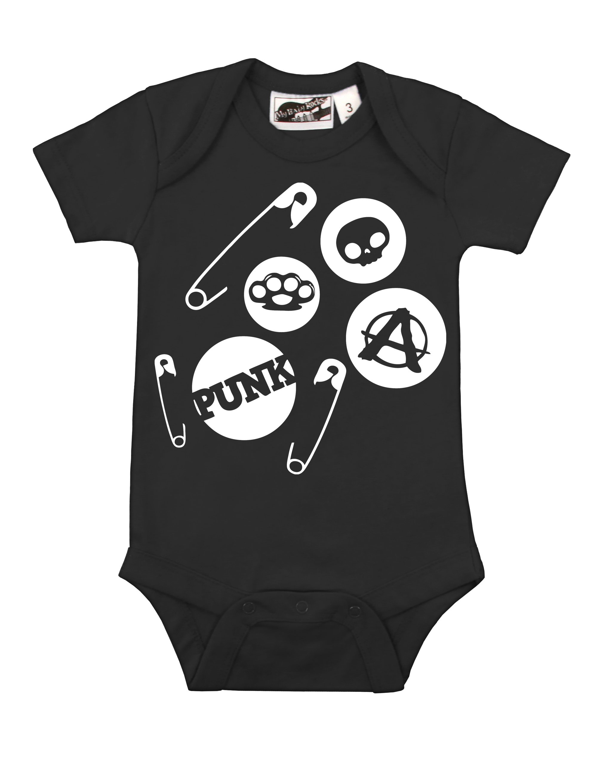 Punk Rock Baby Pins - Black One Piece for Cool Kids Fashion