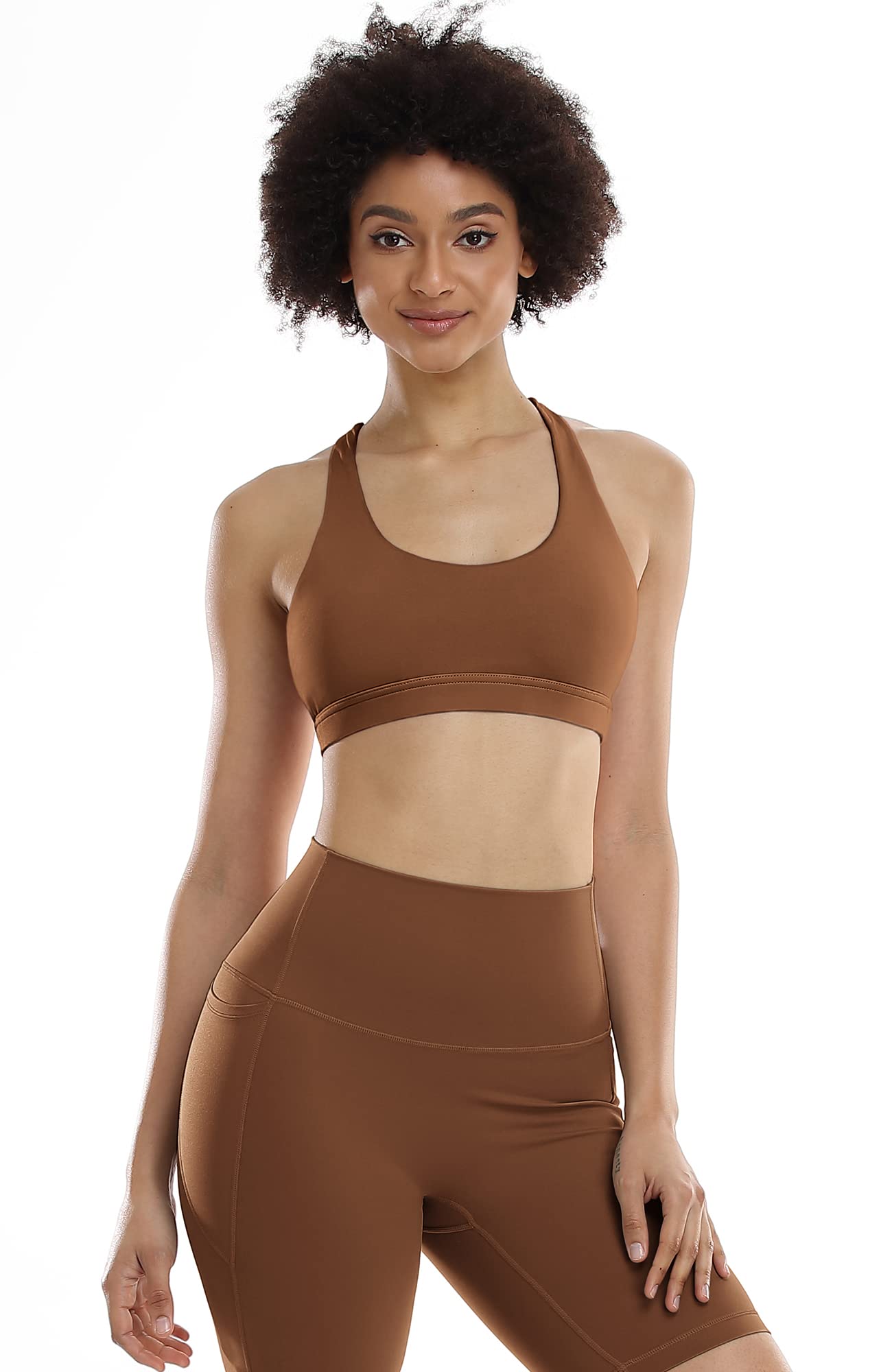 Icyzone Women's Padded Medium Impact Sports Bra - Strappy Workout Running Top for Yoga, Gym & Active Lifestyle