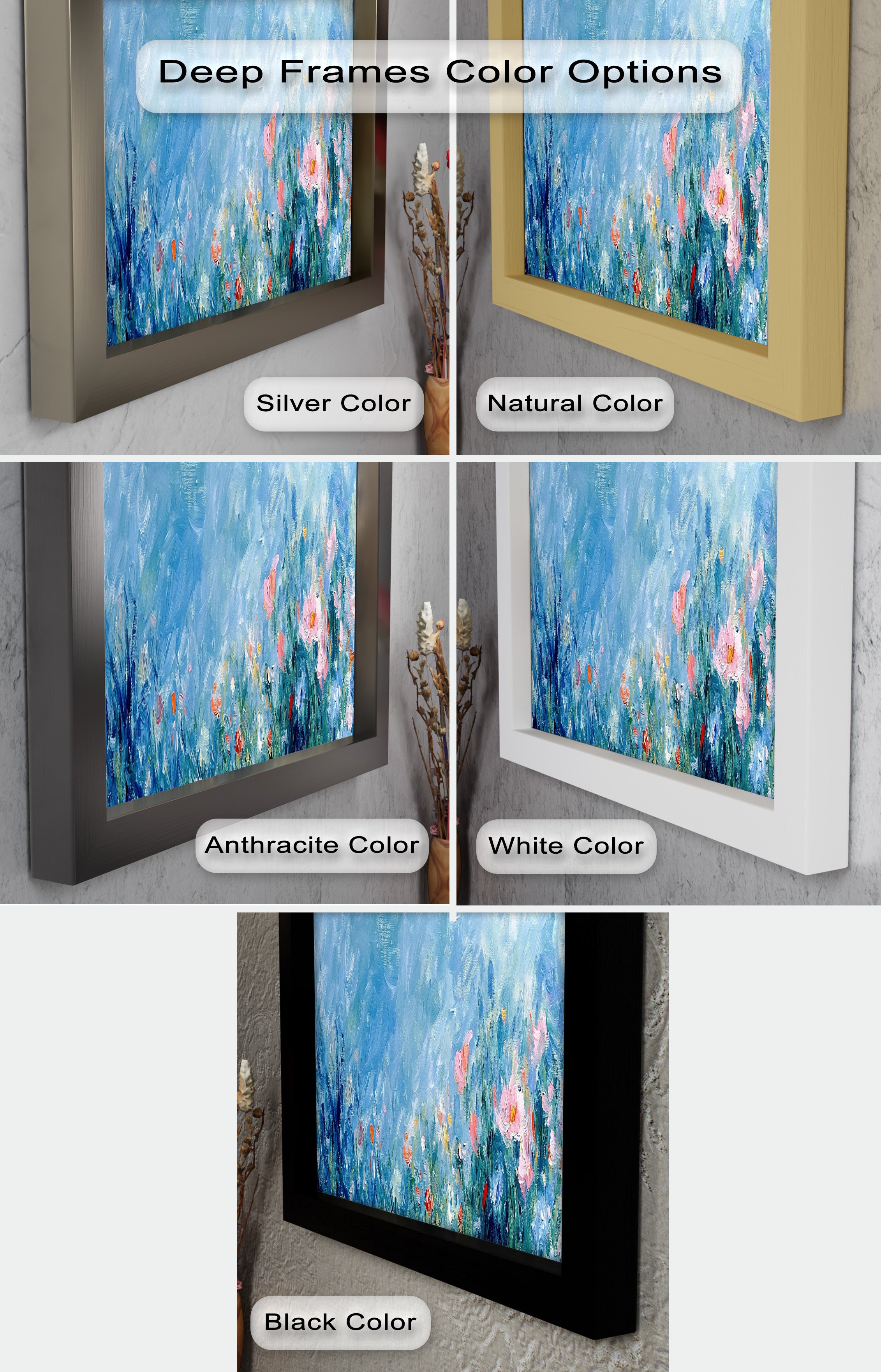Abstract Floral Impressionist Oil Painting - Handmade Canvas Wall Art for Living Room, Bedroom & Office Decor