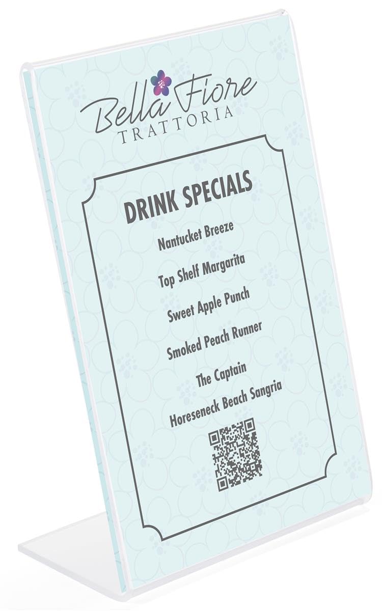 25 Pack Acrylic Sign Frames 4x6 Inches - Clear Lucite Slant Back Poster Holders with Slide-in Design for Retail Displays, Restaurants, and Office Signage