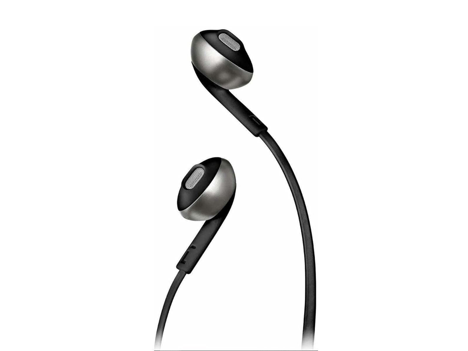 JBL Tune 205BT Wireless Bluetooth Earbuds with Built-in Mic, Tangle-Free Flat Cable - Black | Perfect for Gym, Running, Commuting & Travel
