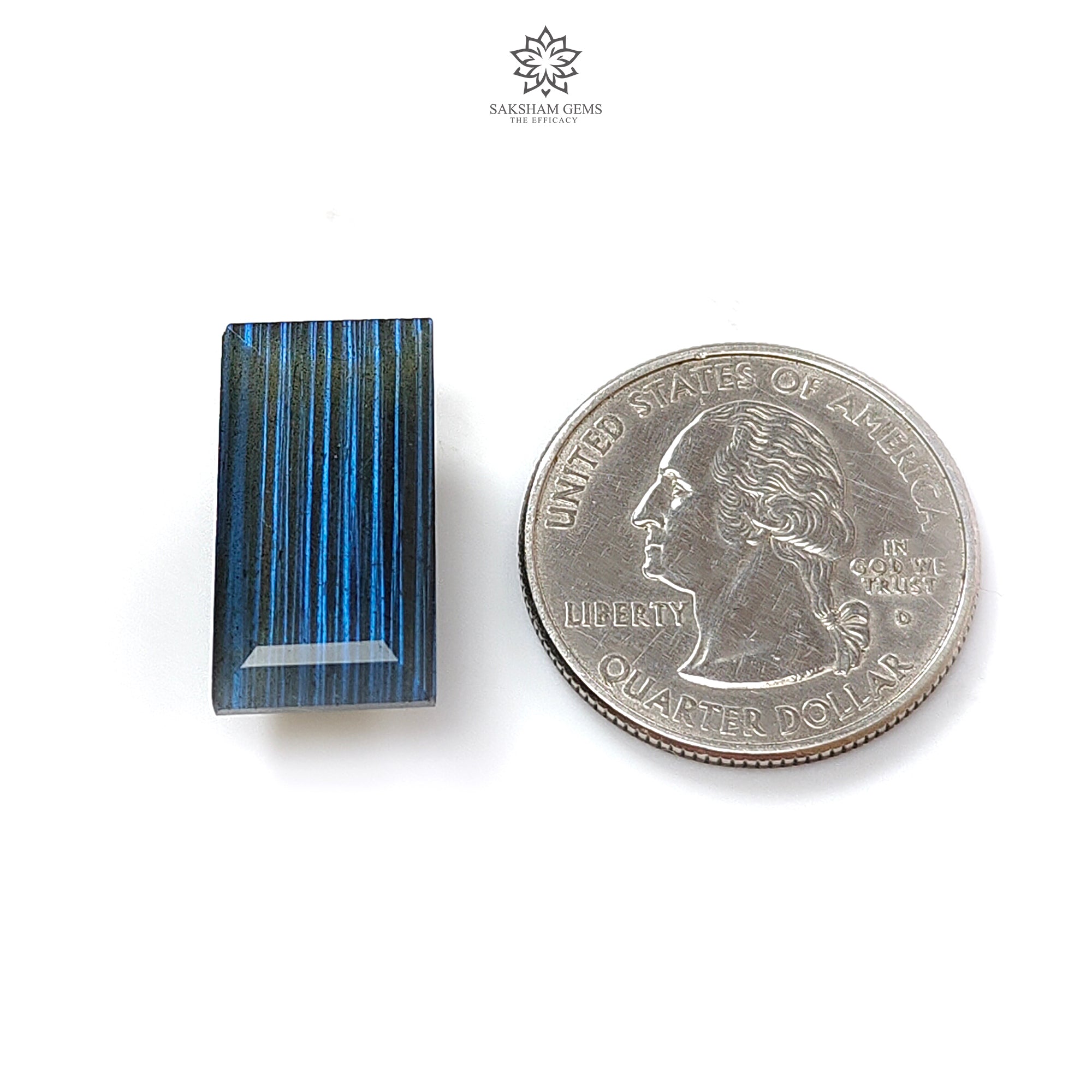16.50cts Natural Blue Labradorite Cabochon - Untreated Unheated Baguette Shape (21x11mm) for Jewelry Making | Perfect for Rings, Pendants & Earrings