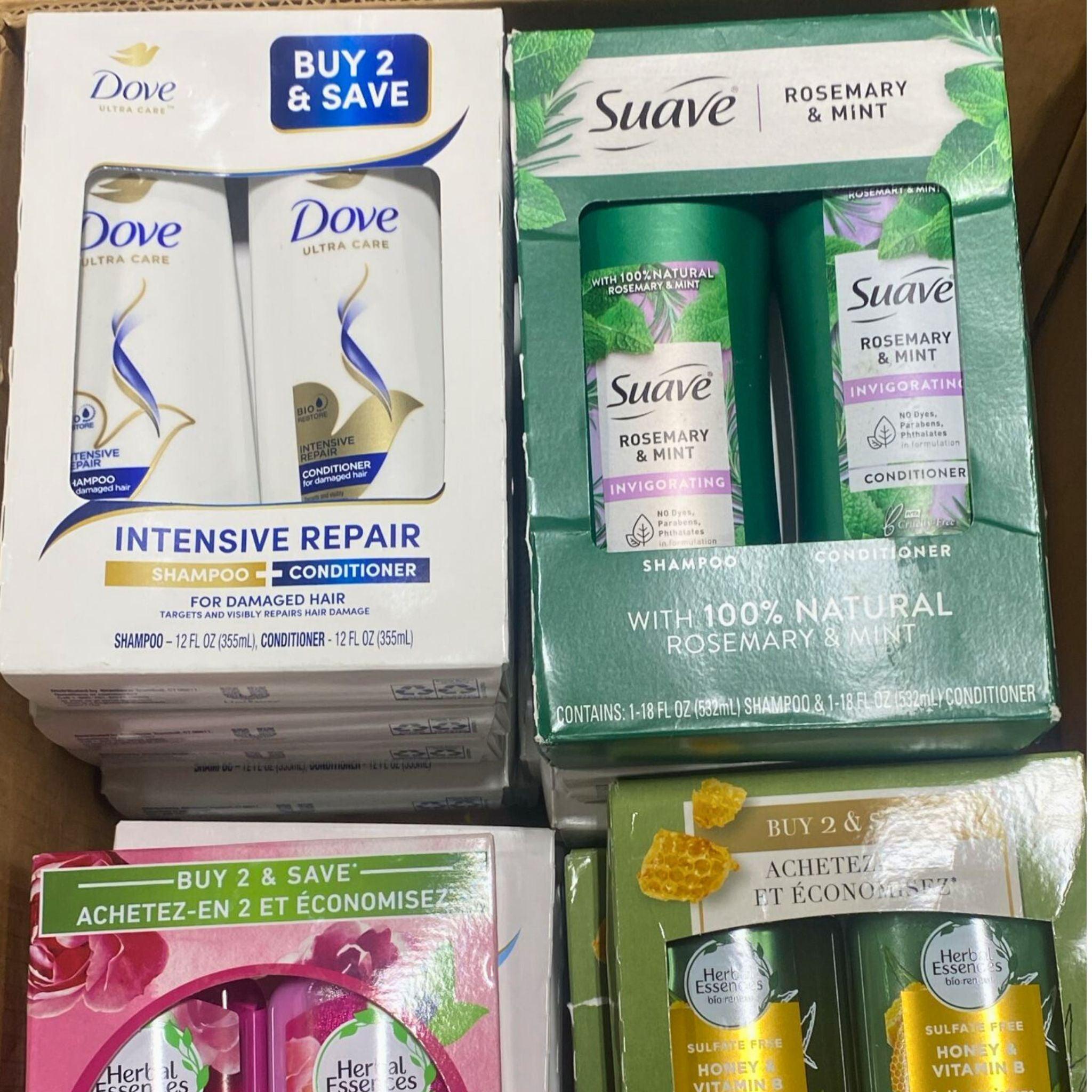 Herbal Essences, Dove & Suave Shampoo and Conditioner Set - 22 Piece Bulk Hair Care Bundle for Women & Men - Perfect for Salons, Gyms, Hotels & Home Use