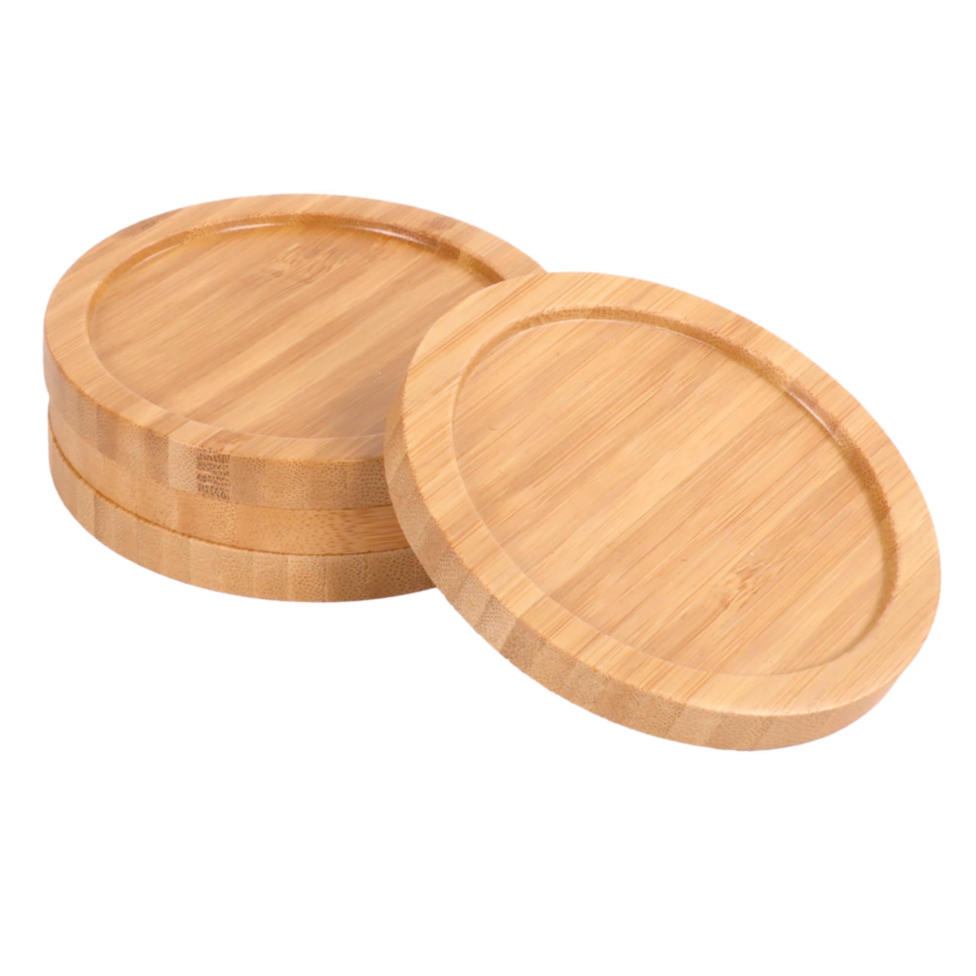 BambooMN Heavy Duty Bamboo Coasters Set of 100 - 3.75 Inch Round Natural Drink Coasters for Bars, Restaurants & Home Use - Eco-Friendly Table Protectors for Hot & Cold Beverages
