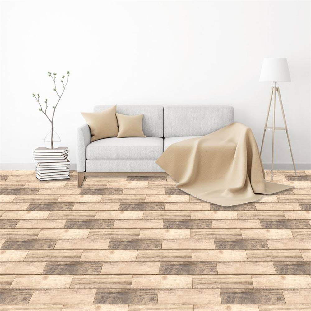 Wood Grain Tile Stickers - PVC Floor Decals for Living Room, Bedroom & Kitchen Renovation - Easy Peel & Stick Wall & Floor Decor - Perfect for Home Improvement & DIY Projects