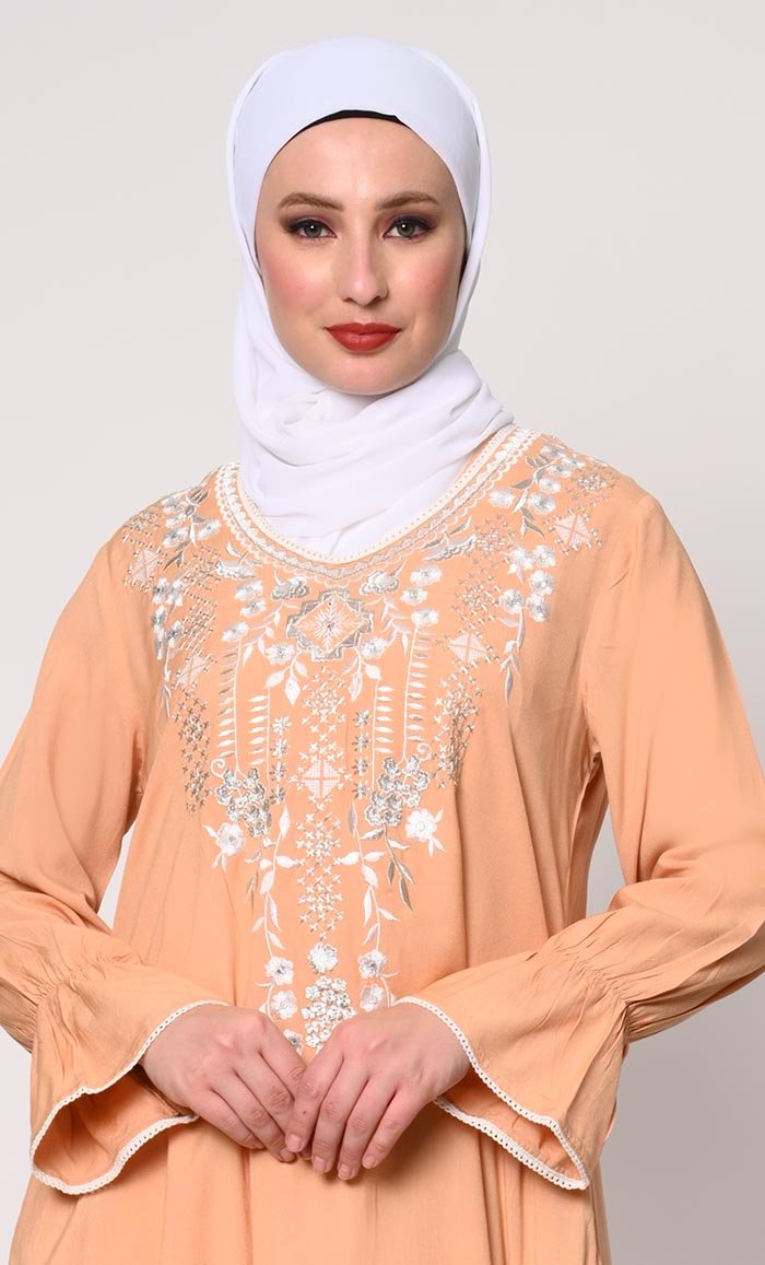 Embroidered Boho Beach Tunic with Asymmetrical Hem - Flowy Summer Cover Up for Women | Perfect for Vacations, Poolside Lounging & Casual Outings