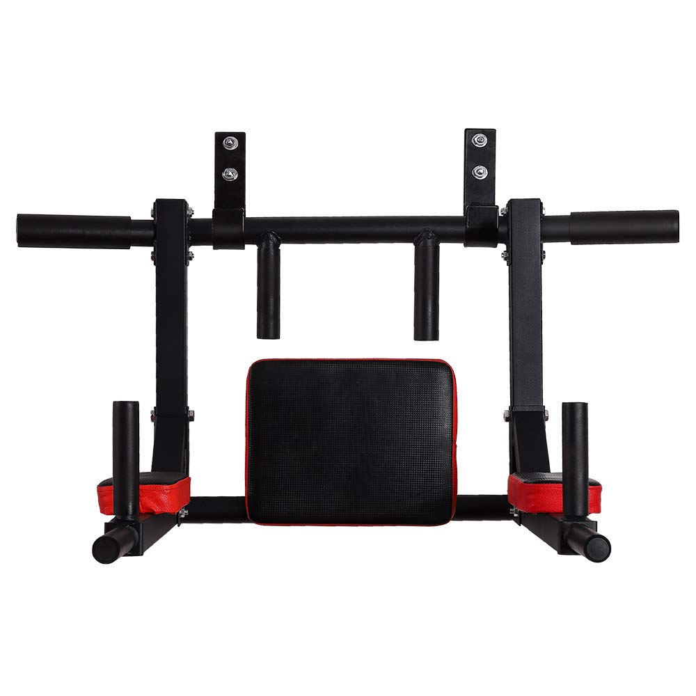 Pull Up Bar for Home Gym - Wall Mounted Chin Up Bar with Heavy Duty Steel Construction, Black/Red - Perfect for Strength Training & Home Workouts