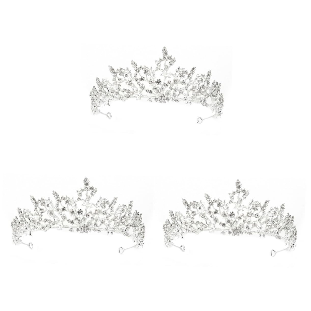 POPETPOP 3-Piece Rhinestone Headbands for Women - Crystal Crown Hair Accessories for Wedding, Birthday, Party & Princess Events - Elegant Hair Ties & Tiaras for Special Occasions