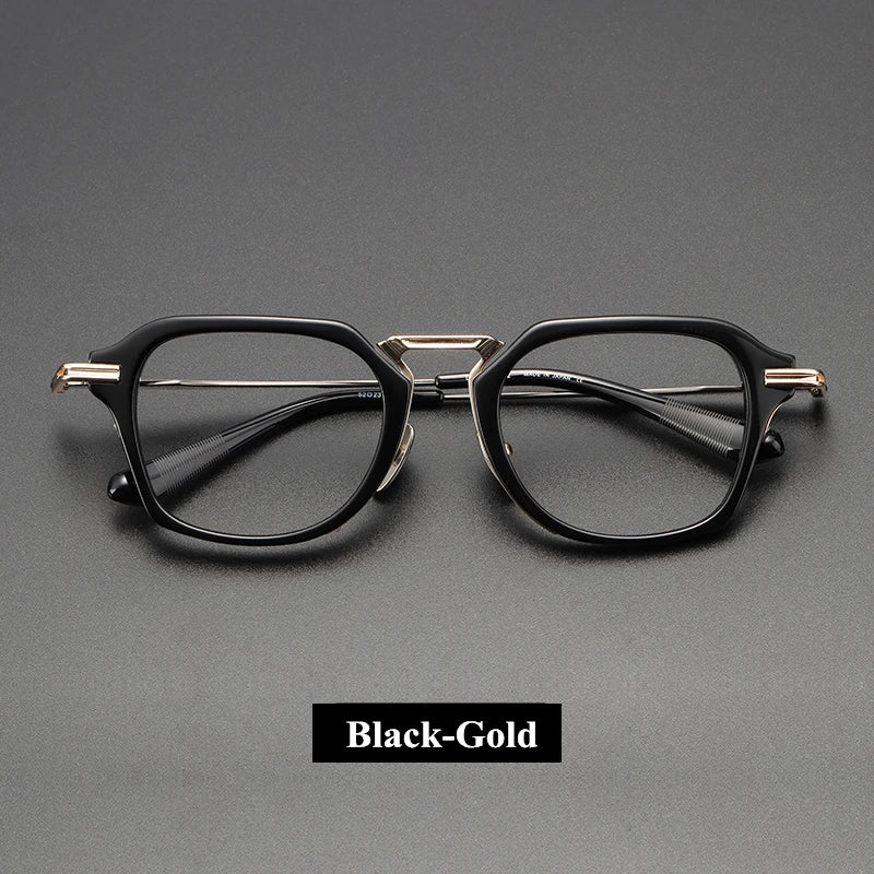 Stylish Unisex Black Titanium Square Eyeglasses D413 - Lightweight Full Rim Frame for Work, Reading & Fashion