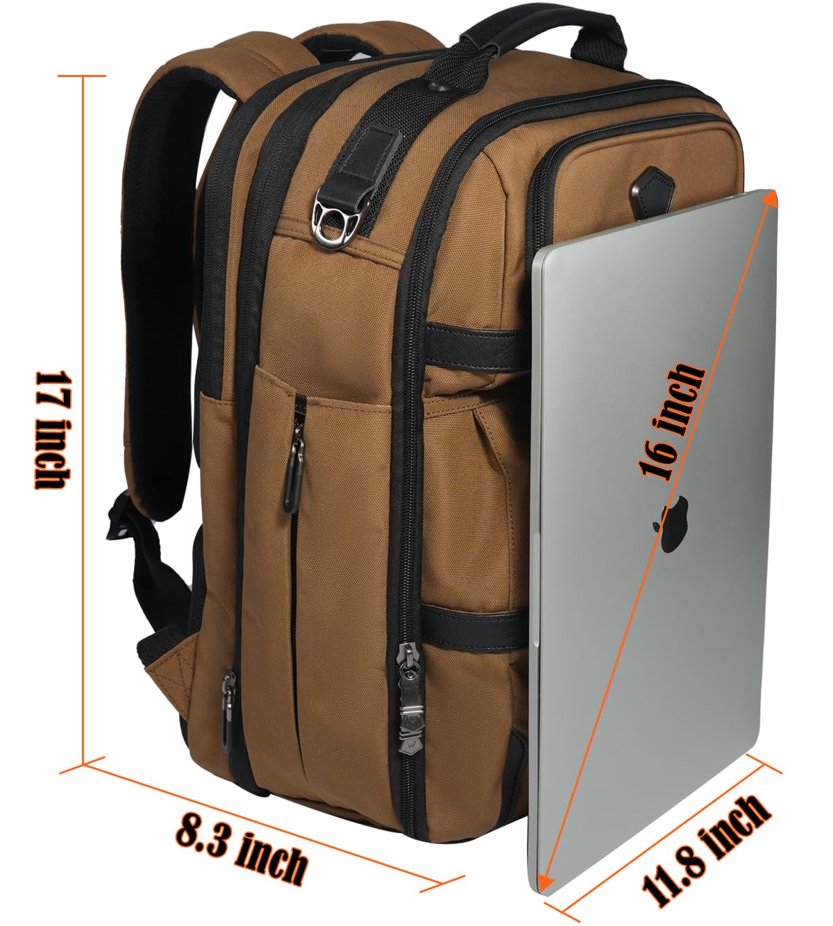 WELKINLAND 20-Pocket Expandable Travel Backpack for Men - 16-Inch Laptop Carry-On Backpack with Trolley Sleeve & Shoe Compartment - Perfect for Business Trips, Air Travel & Weekend Getaways