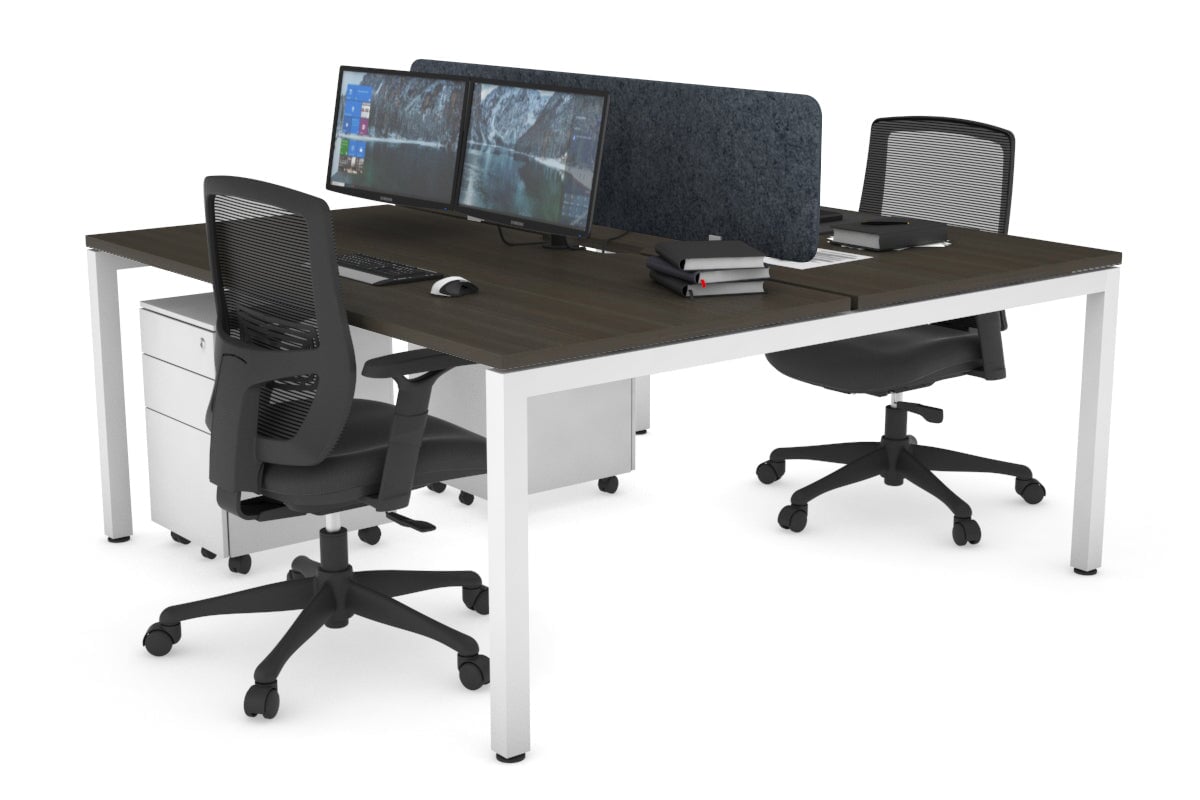 Quadro Square Legs 2 Person Office Workstation Desk - 1400L x 800W with Cable Management Scallop - Perfect for Shared Workspaces & Home Offices