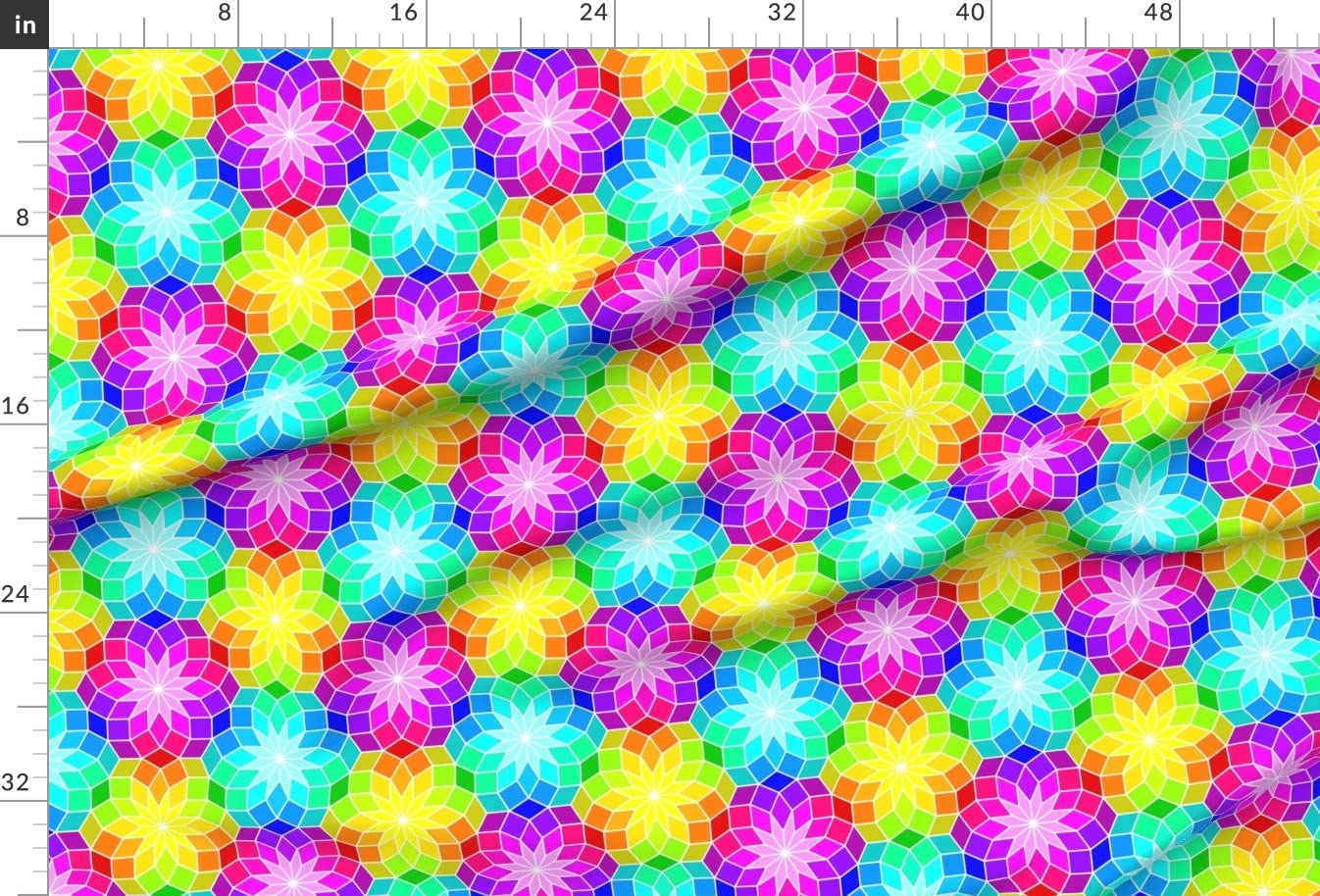 Rainbow Kaleidoscope Rhombus Printed Minky Fabric by The Yard - Soft Plush Fabric for Sewing Baby Blankets, Quilt Backing & DIY Plush Toys - Perfect for Nursery Decor, Baby Shower Gifts & Craft Projects