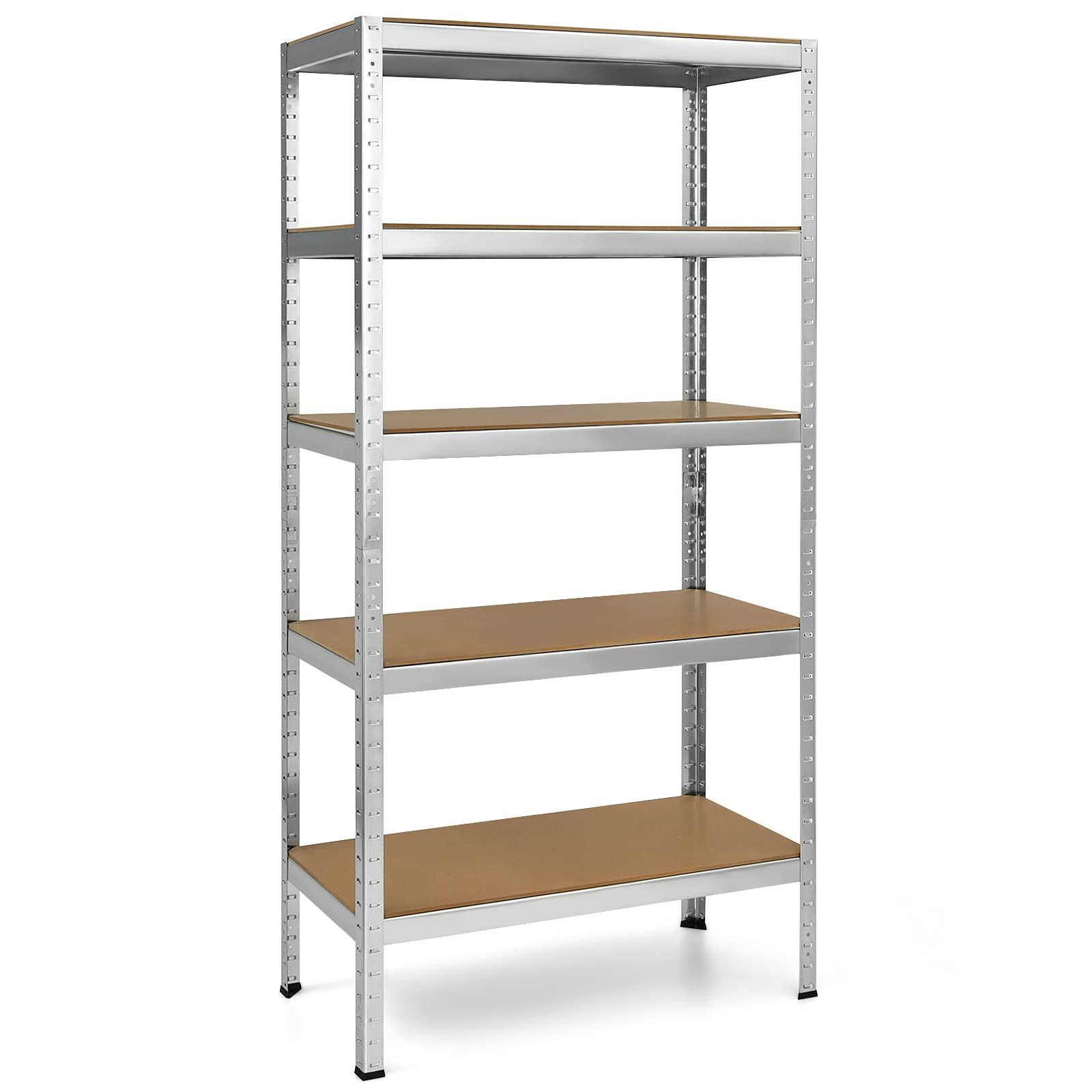 Tangkula 72 Inch Heavy Duty 5-Tier Metal Storage Shelves - Steel Frame Garage Shelving Unit for Home, Office, Dormitory, Warehouse & Garage Organization (Silver) - Perfect for Storing Tools, Books, Supplies & Seasonal Items