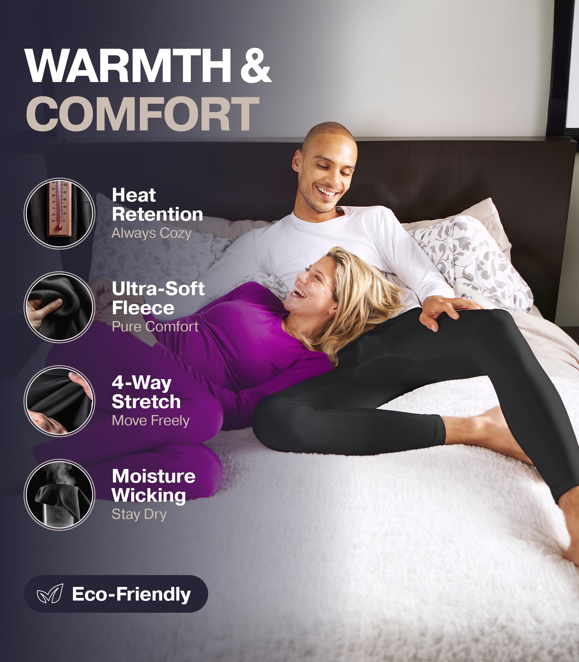 ThermoJohn Men's Thermal Underwear Set - Long Johns & Leggings for Cold Weather - Warm Base Layer for Winter Sports, Hiking & Outdoor Activities
