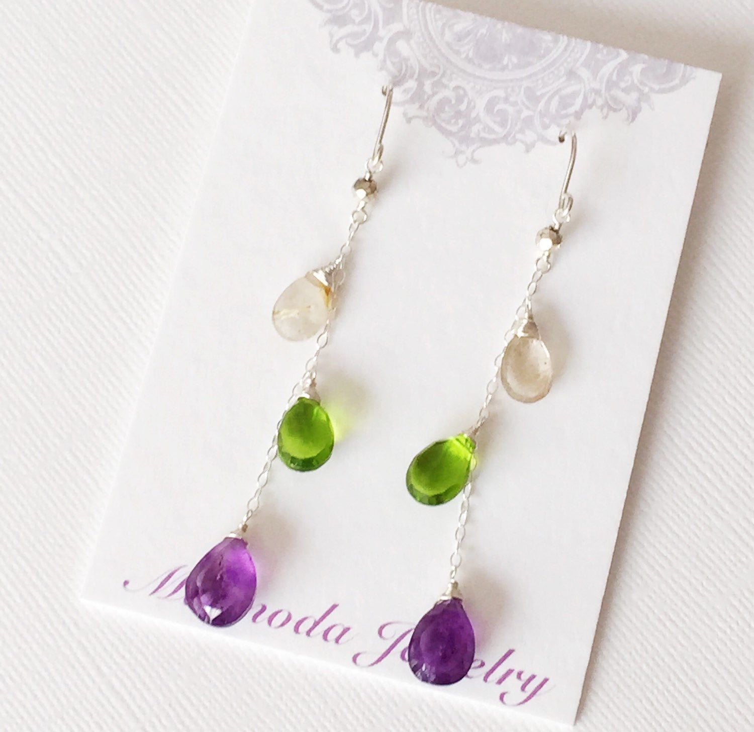 Elegant Adele Mixed Gemstone Earrings (E113) – Perfect for Parties, Weddings & Special Occasions