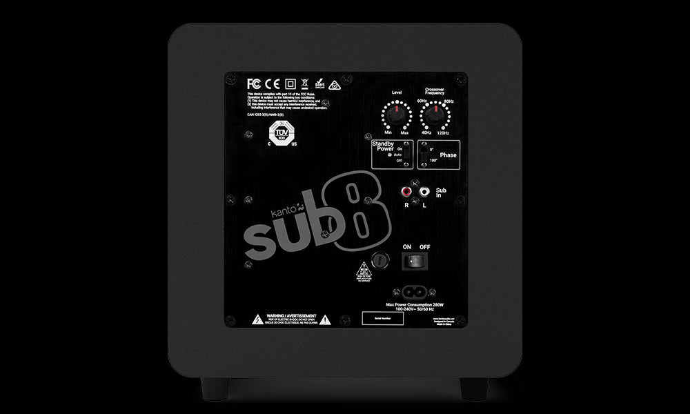 Kanto SUB8 (2022) Sealed Powered Subwoofer - 300W Peak Power, 8