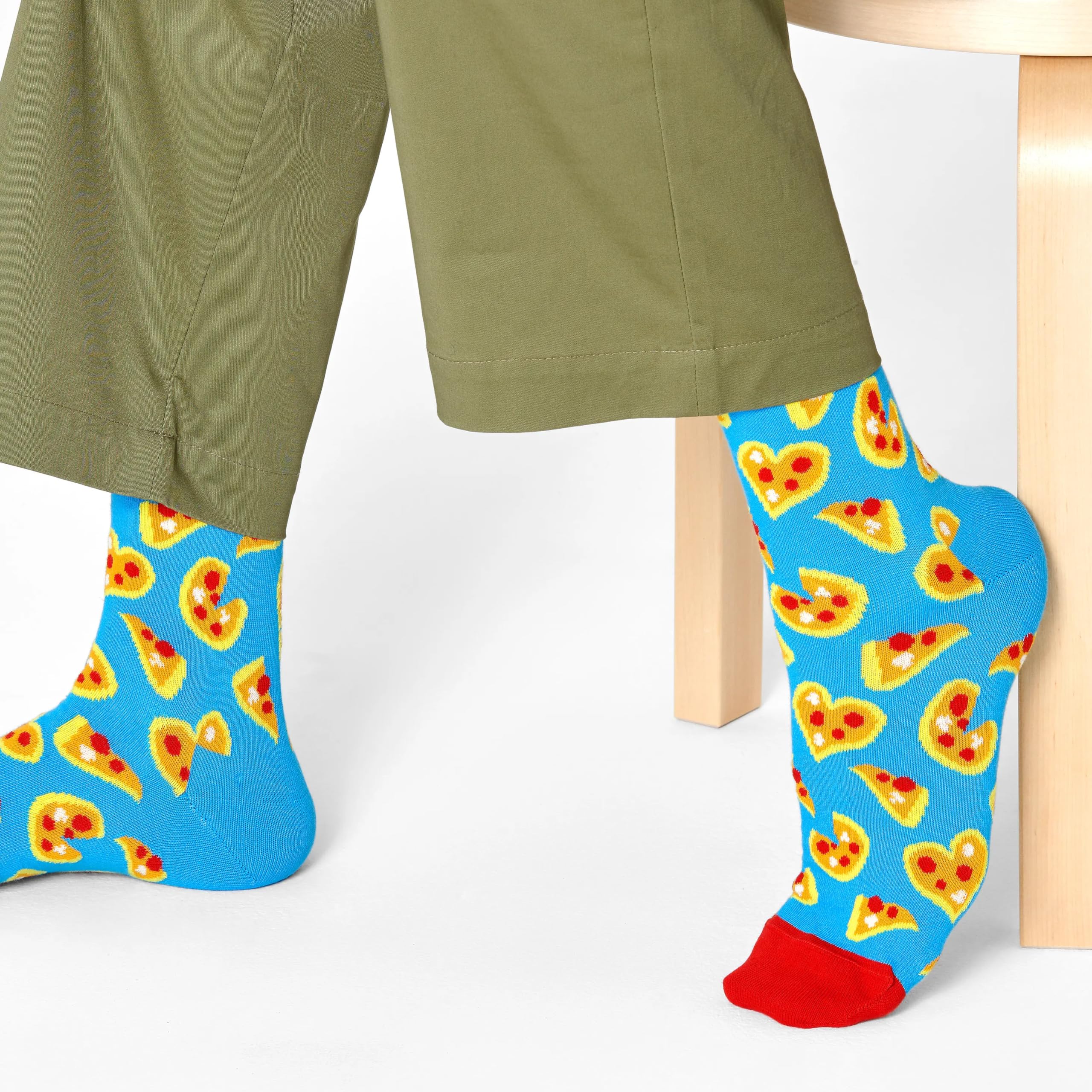 Happy Socks Pizza Print Funky Socks for Women & Men - Soft Cotton Comfortable Novelty Socks - Perfect Gift for Pizza Lovers, Funny Socks for Casual Wear, Parties & Gifts