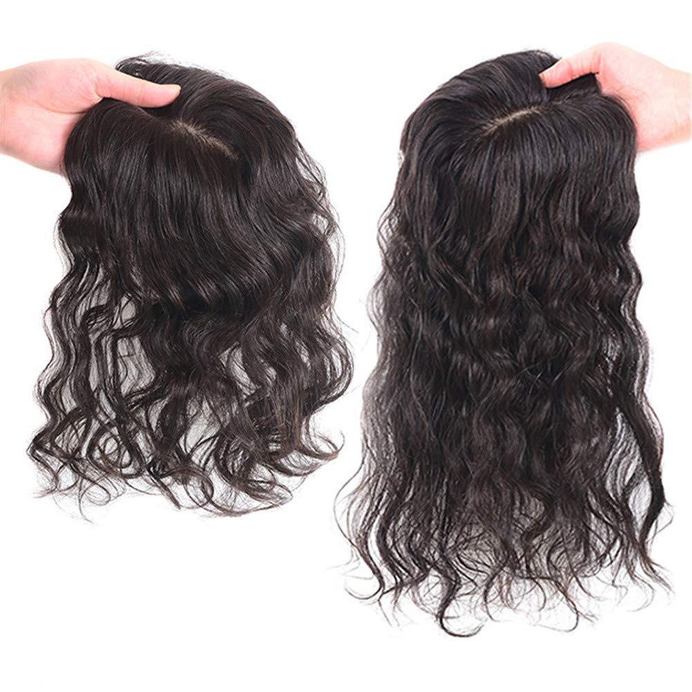 RemeeHi Remy Human Hair Clip-In Hair Topper for Thinning Hair - Handmade 7x10 Dark Brown Toupee (25cm) - Natural Curl Hairpiece for Women - Perfect for Daily Wear, Parties & Special Occasions