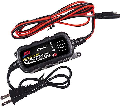 ATD 5915 6V/12V Automatic Battery Charger & Maintainer for Car, Motorcycle, Boat - Smart Charging with Auto Shutoff & Overcharge Protection - Perfect for Winter Storage & Long-Term Maintenance