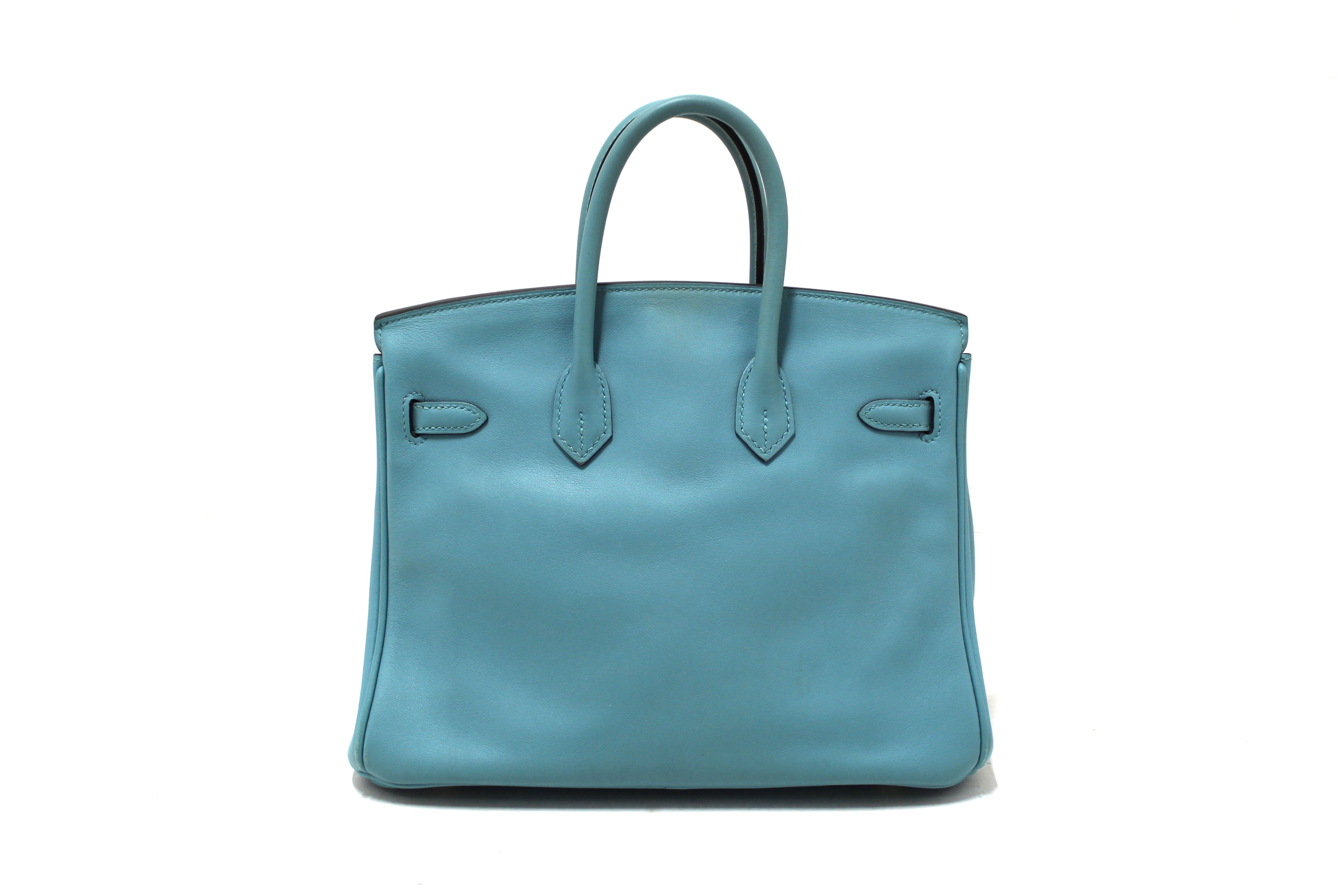Authentic Hermes Birkin 25 Handbag in Swift Bleu Atoll Vache Leather - Luxury Designer Tote for Women, Perfect for Work, Travel & Special Occasions
