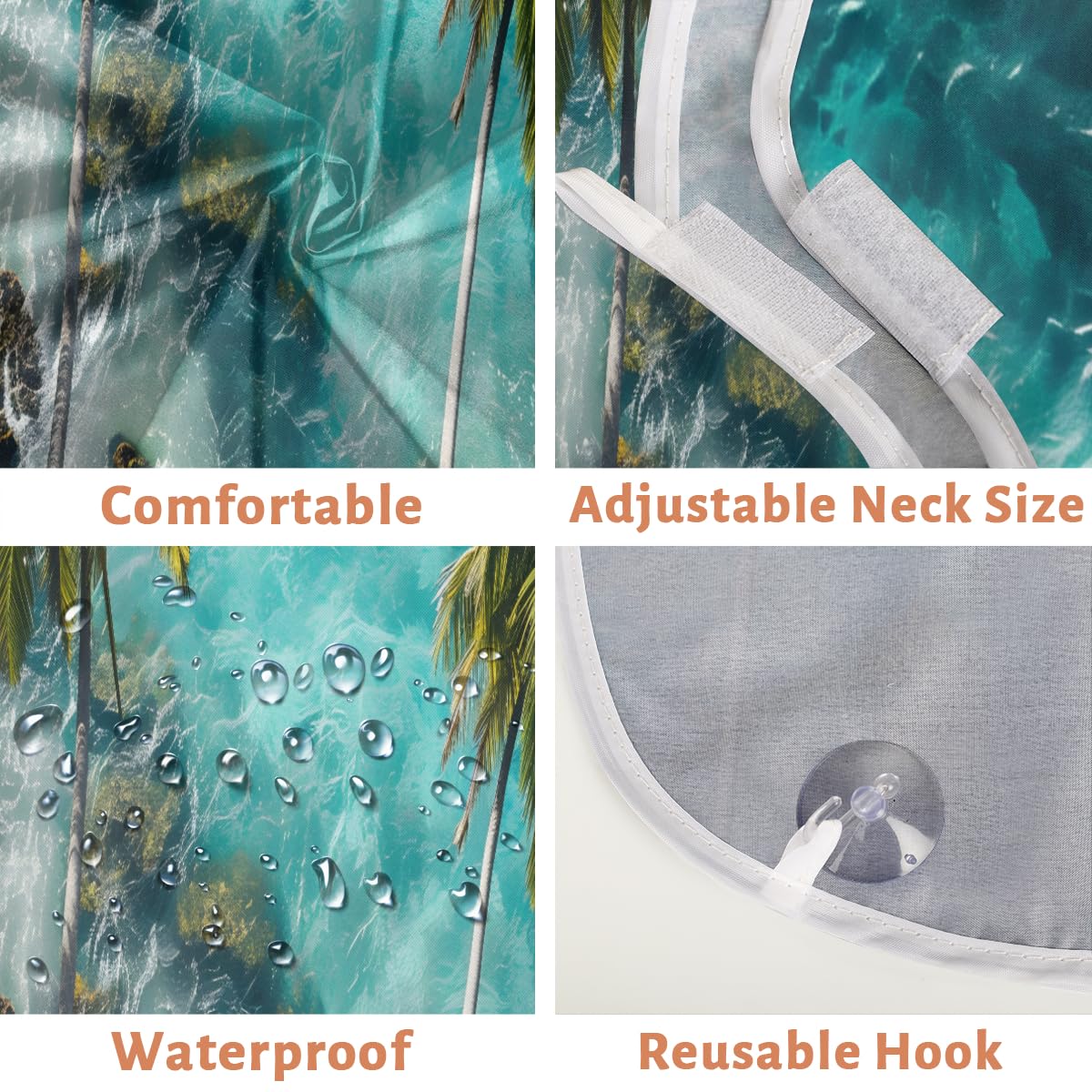 Blue Ocean Palm Beard Shaving Bib for Men - Waterproof Hair Dye Apron & Makeup Cape for Women - Sink Hair Catcher & Beard Trimming Tool - Perfect for Barbershops, Home Grooming & Salon Styling