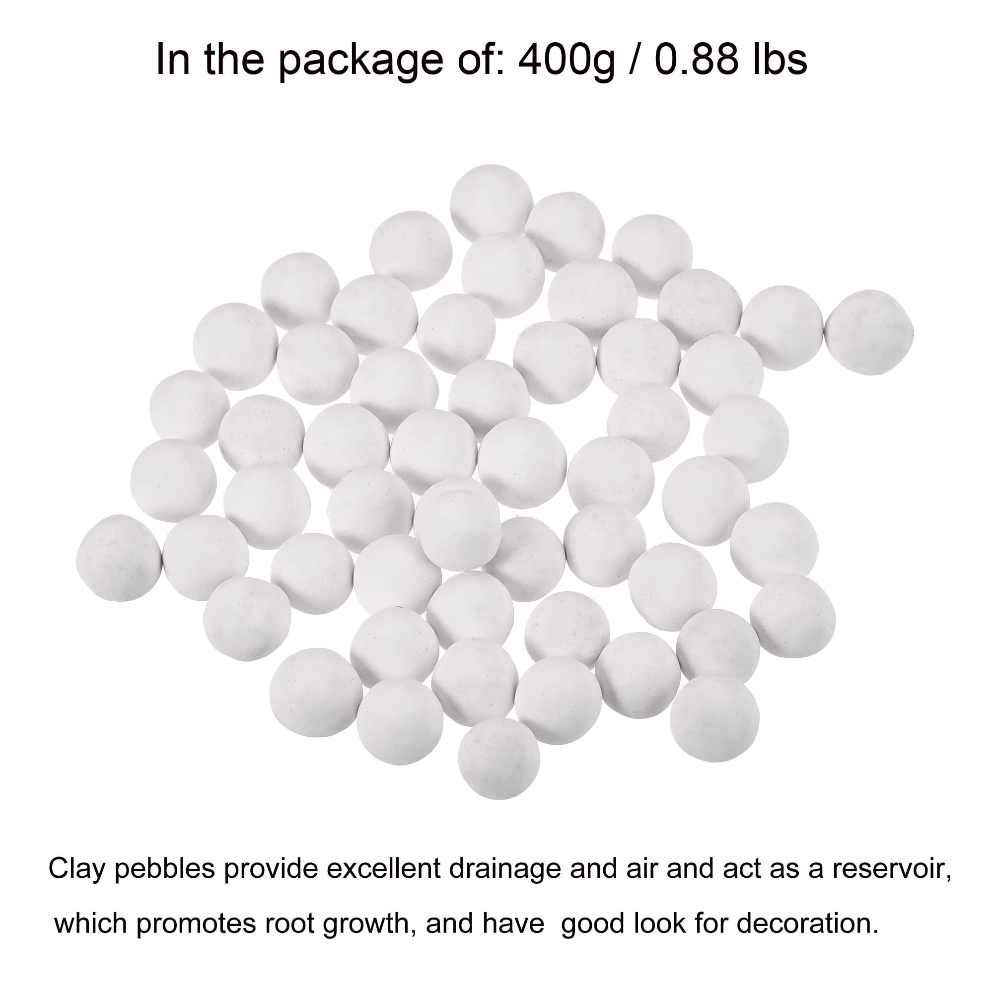 MECCANIXITY 7-8mm White Clay Pebbles for Hydroponics, Bonsai & Vases - 0.88lbs