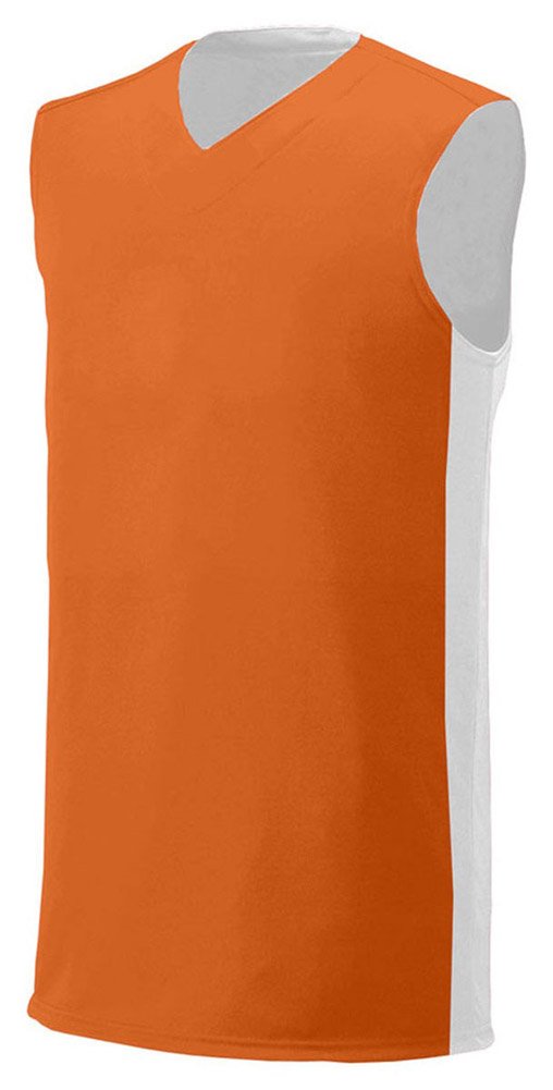 Youth Reversible Moisture-Wicking Muscle Shirt - A4 Performance Fabric - Orange/White - Large Size - Perfect for Sports, Gym Workouts & Active Lifestyle