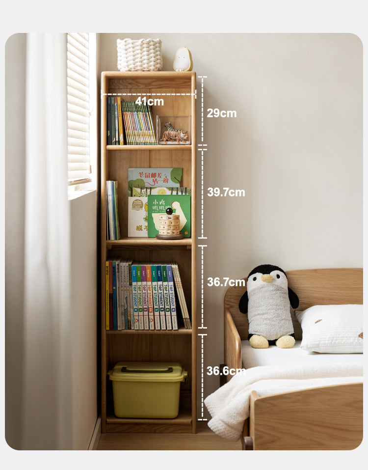 Solid Oak Wood Adjustable Height Kids Study Desk with Bookshelf - Perfect for Homework, Reading & Organizing in Bedroom or Playroom