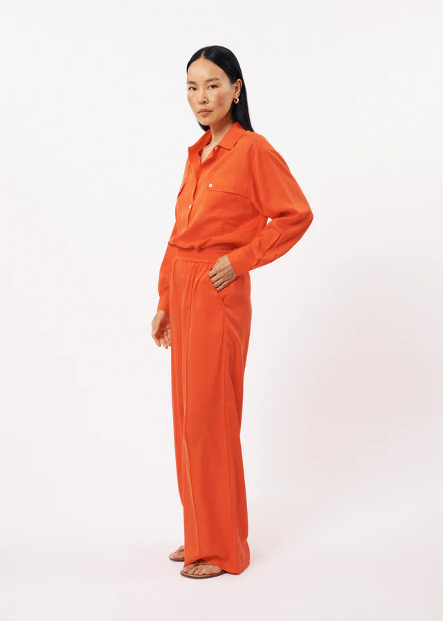 PALMINA Women's Wide Leg Pants - Burnt Orange High Waisted Lounge Pants for Yoga, Travel & Casual Wear