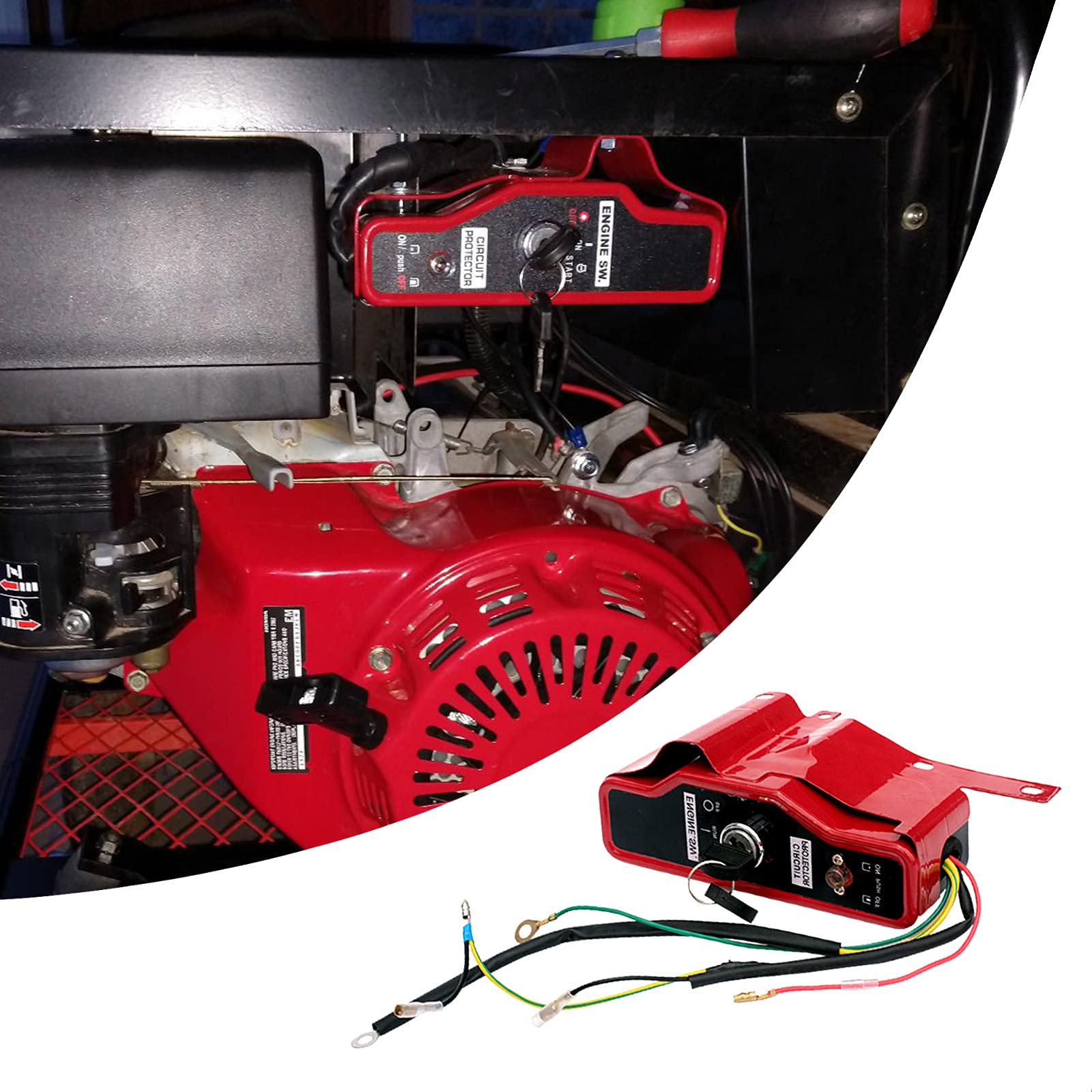 Honda GX340 GX390 Electric Start Conversion Kit - 11HP 13HP Starter Motor, Flywheel, Key Switch, Ignition Coil & Fan Cover Replacement - Perfect for Small Engines in Generators, Pumps & Agricultural Equipment