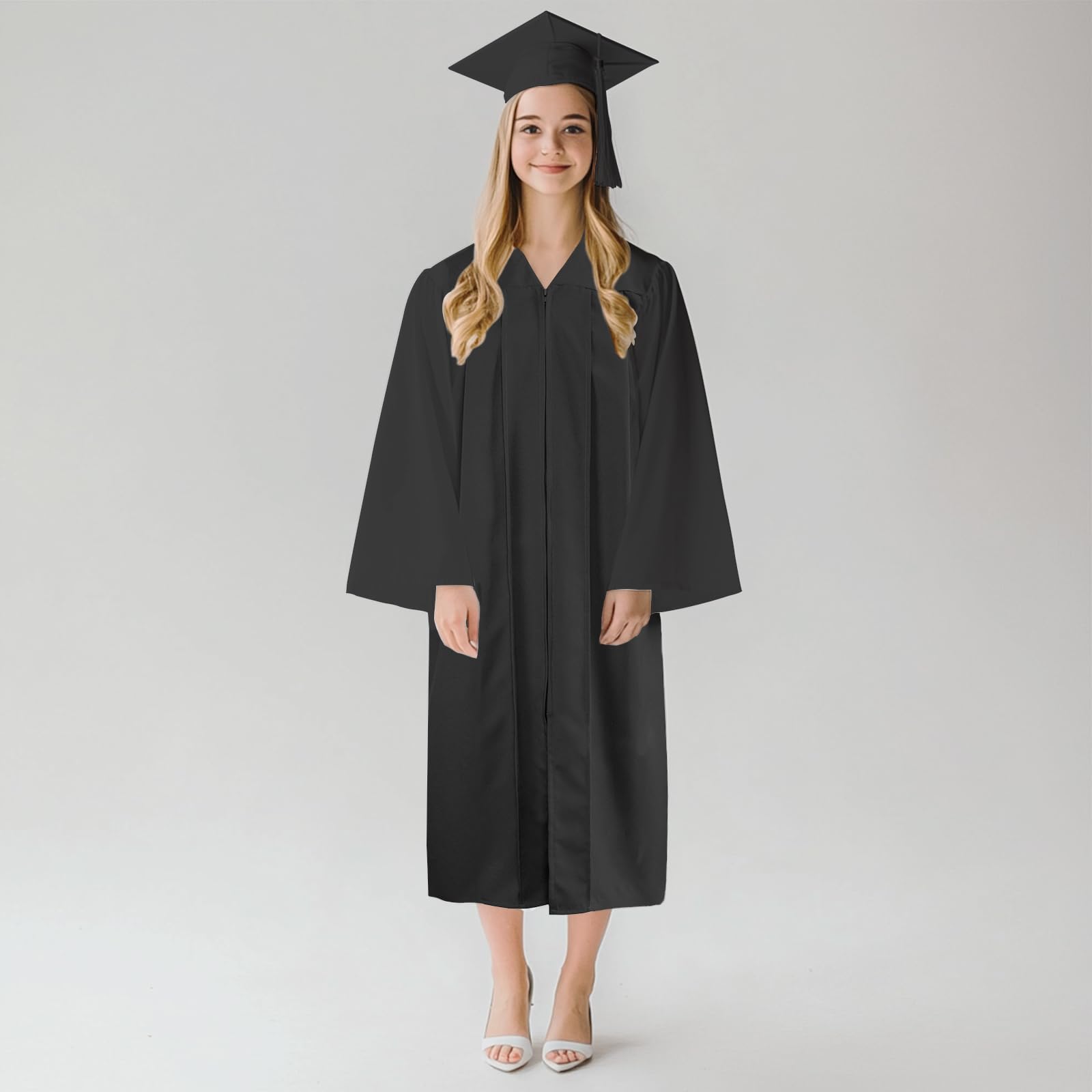 2025 Graduation Gown Cap & Tassel Set - Matte Black Unisex Bachelor & High School Graduation Outfit - Perfect for Commencement Ceremonies, Photo Shoots & Graduation Parties