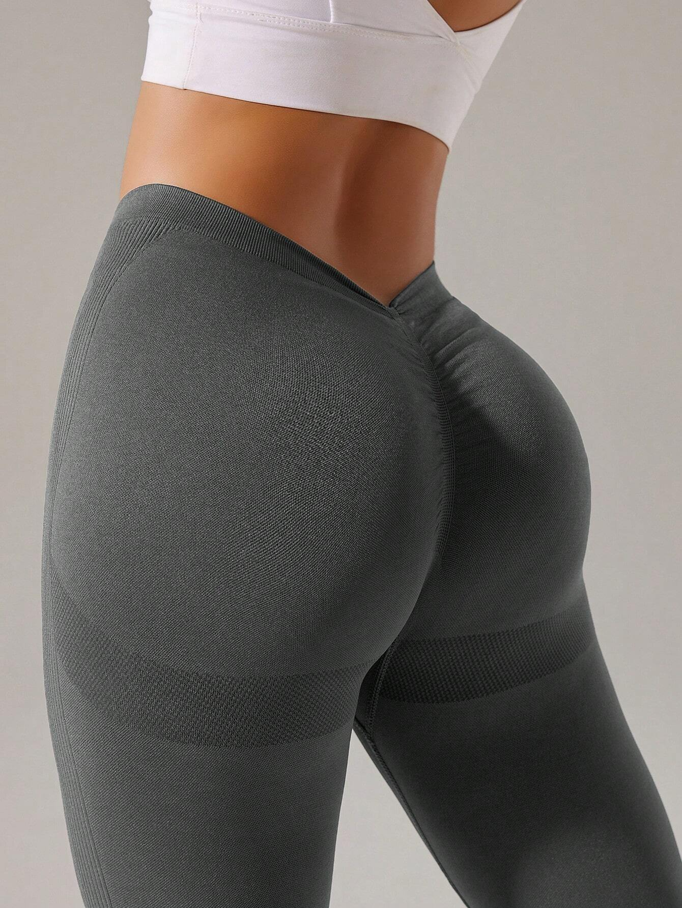 ZASUWA Women's Sexy Deep V Back Scrunch Butt Lifting Leggings - High Waisted Yoga Pants for Workout, Gym & Everyday Wear