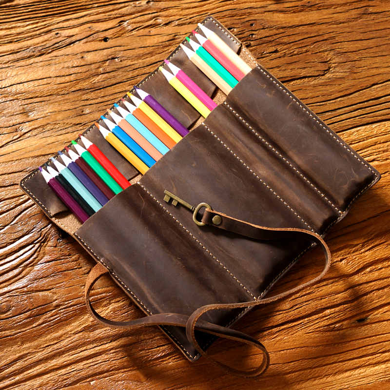 Premium Leather Pencil Case for School & Office - Organize Pens, Pencils & Stationery - Perfect for Students, Teachers & Professionals