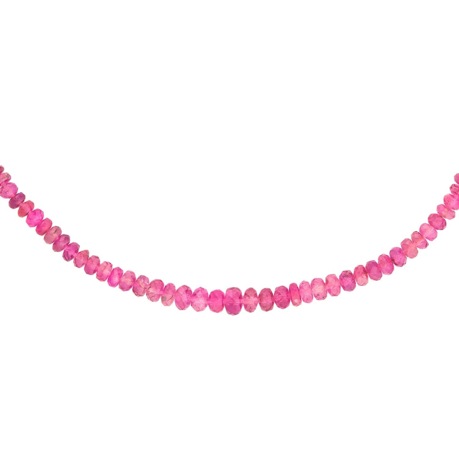 14K Gold Pink Tourmaline Rondelle Bead Necklace for Women - Elegant Dainty Jewelry Gift for Birthday, Anniversary & Valentine's Day
