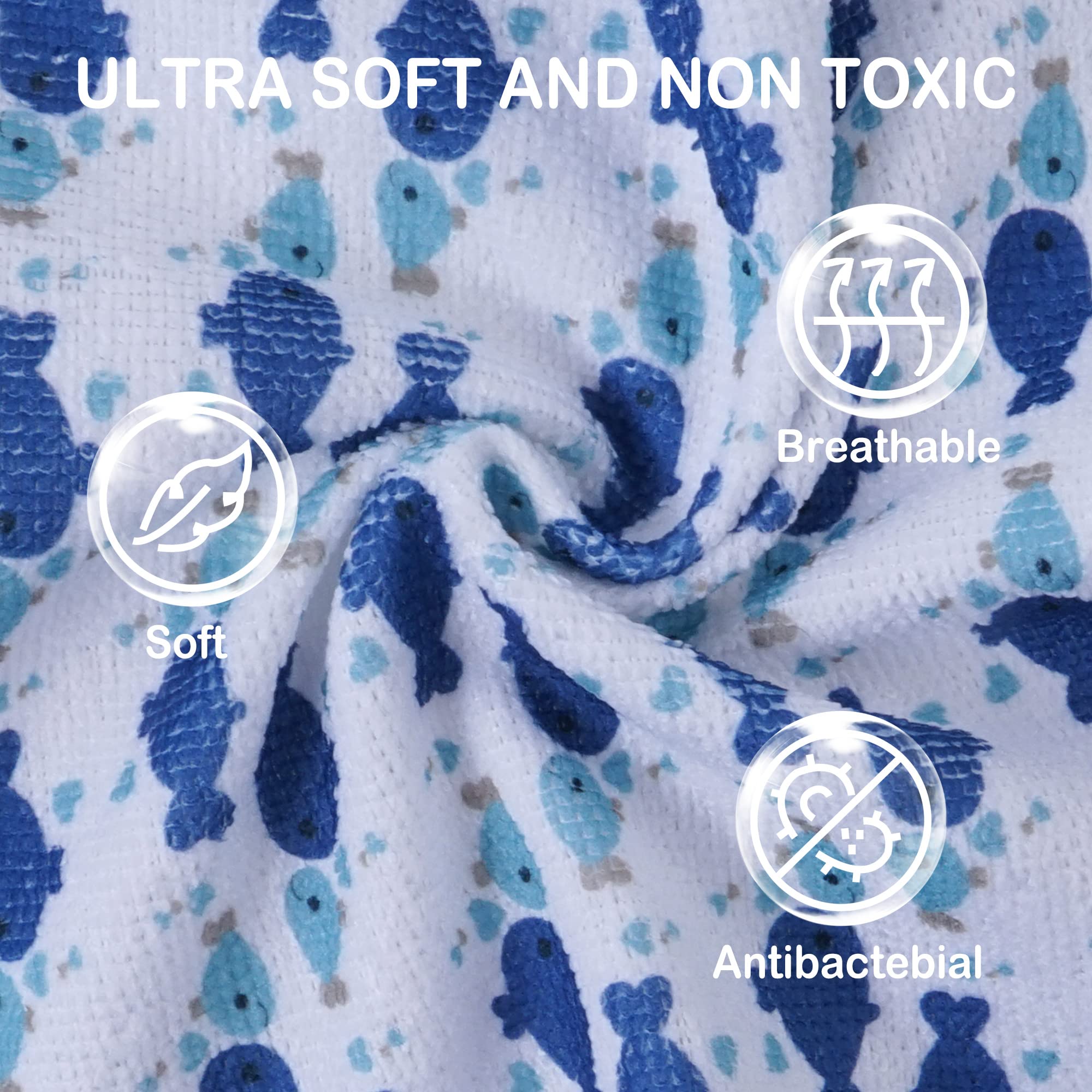 24-Pack Ultra Soft Baby Washcloths - Extra Absorbent & Gentle for Sensitive Skin | 9x9 Inch Whale & Anchor Design | Unisex Face & Body Towels for Boys & Girls | Perfect for Bath Time, Diaper Changes & Gentle Skin Care