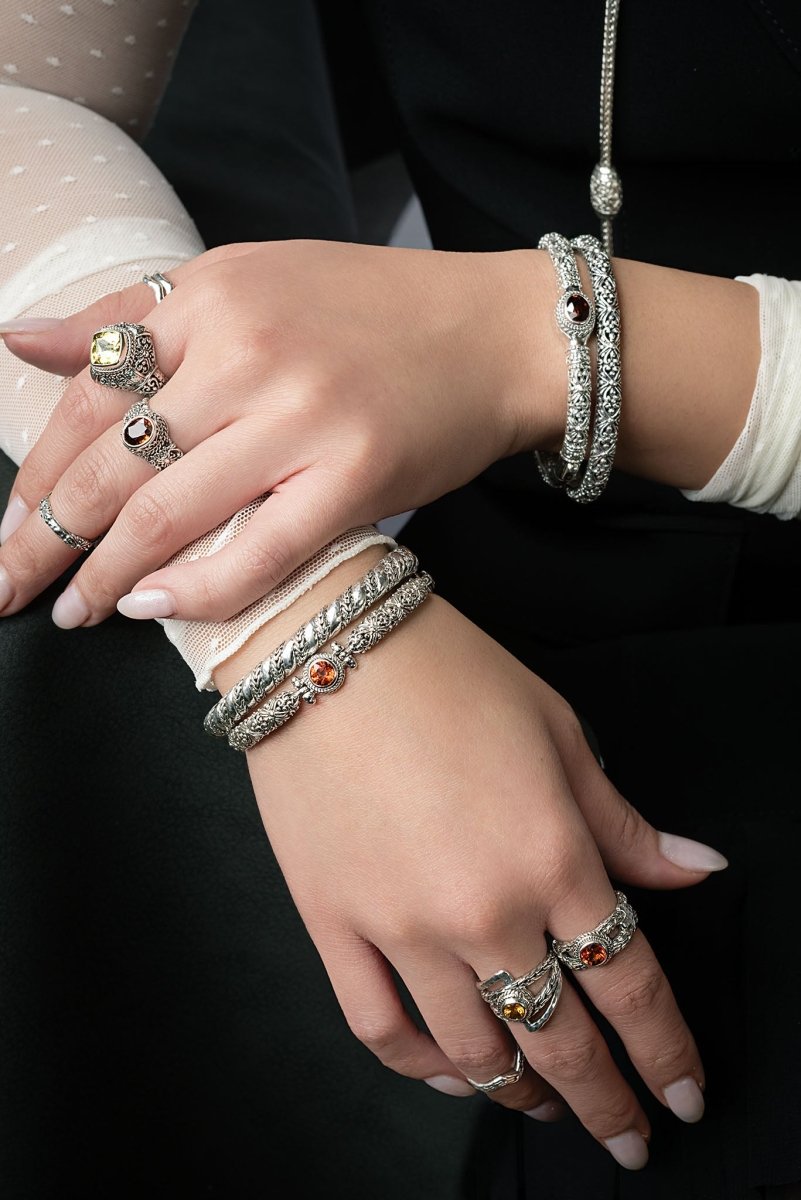 Harmony Bangle™ in Cognac Zircon - Elegant Stackable Bracelet for Women, Fashion Jewelry Gift for Her - Perfect for Weddings, Parties & Everyday Wear