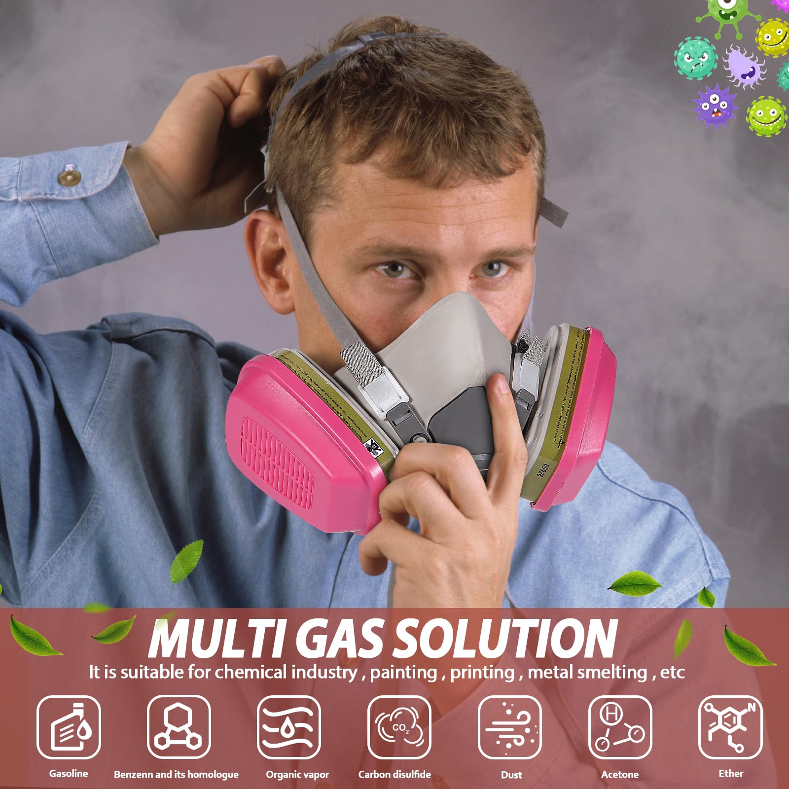 Full Face Gas Mask with 60926 Filter - Dust & Vapor Protection for Industrial Safety
