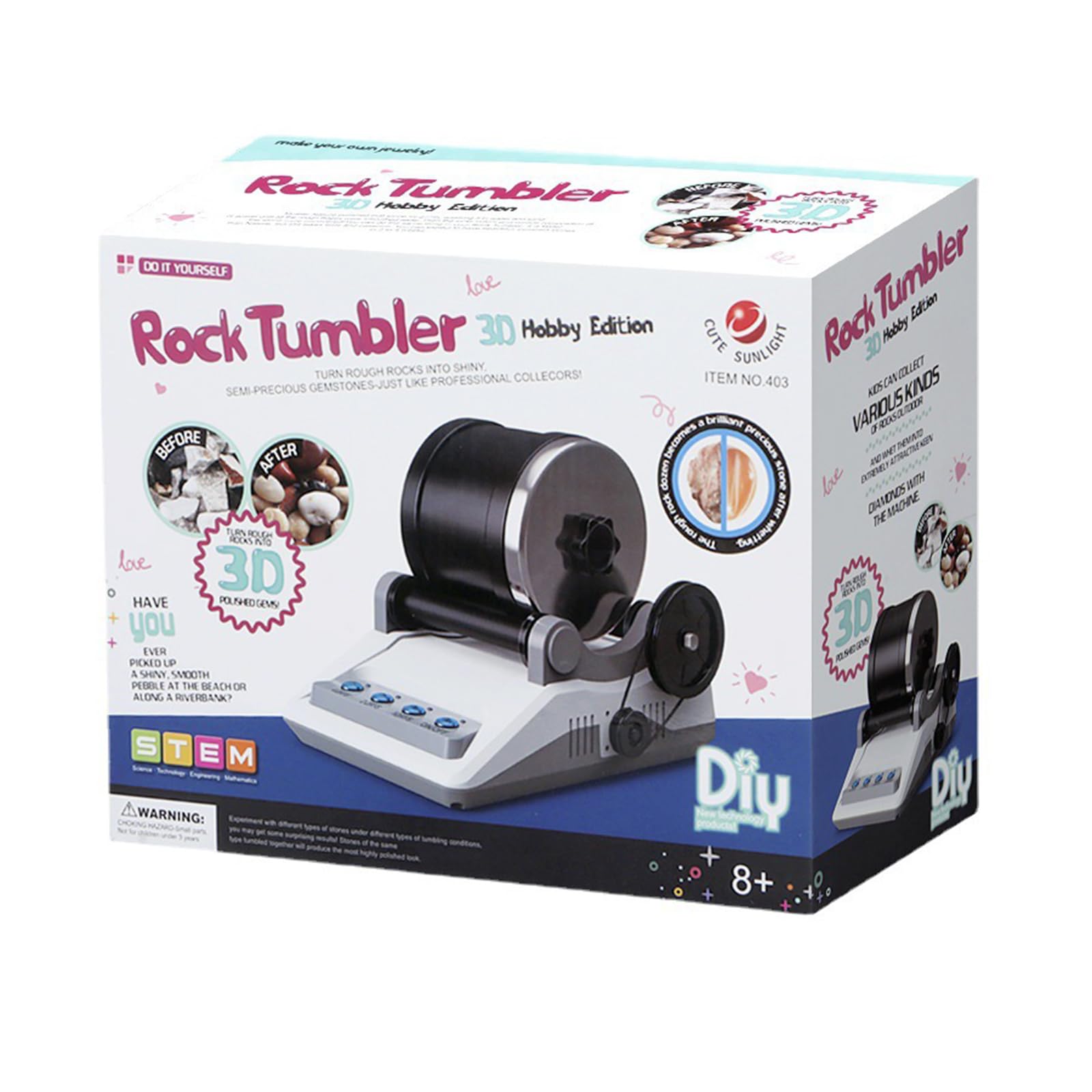 Electric Rock Tumbler Kit - Professional Gemstone Polisher Machine for DIY Jewelry Making, Stone Polishing Toy for Kids & Adults | Great for Science Projects, Crafting, and Educational Gifts