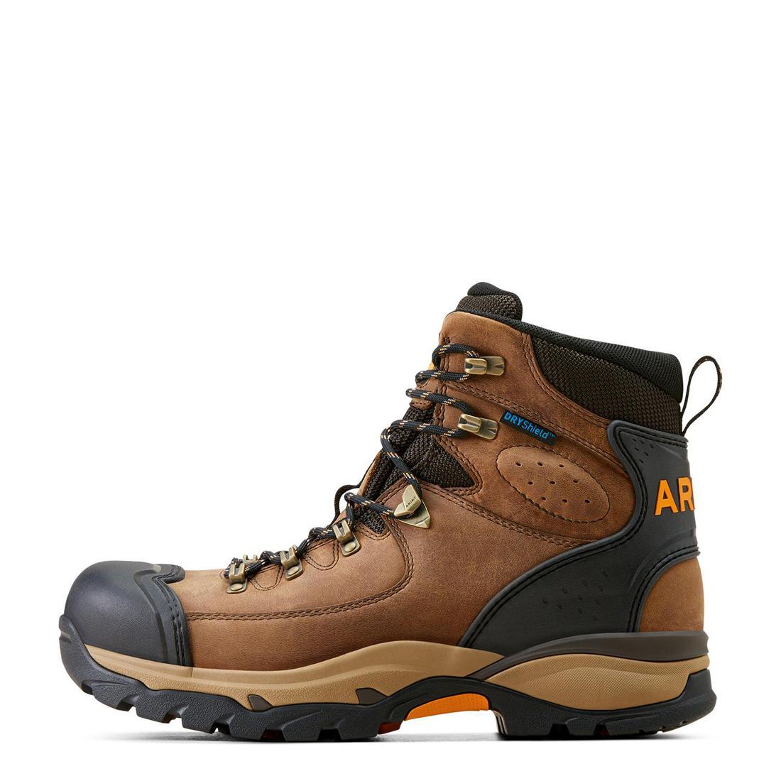Endeavor 6 Inch Soft Toe Waterproof Work Boots for Men - Dusted Brown Leather Safety Shoes | Ideal for Construction, Outdoor Work & Heavy Duty Jobs