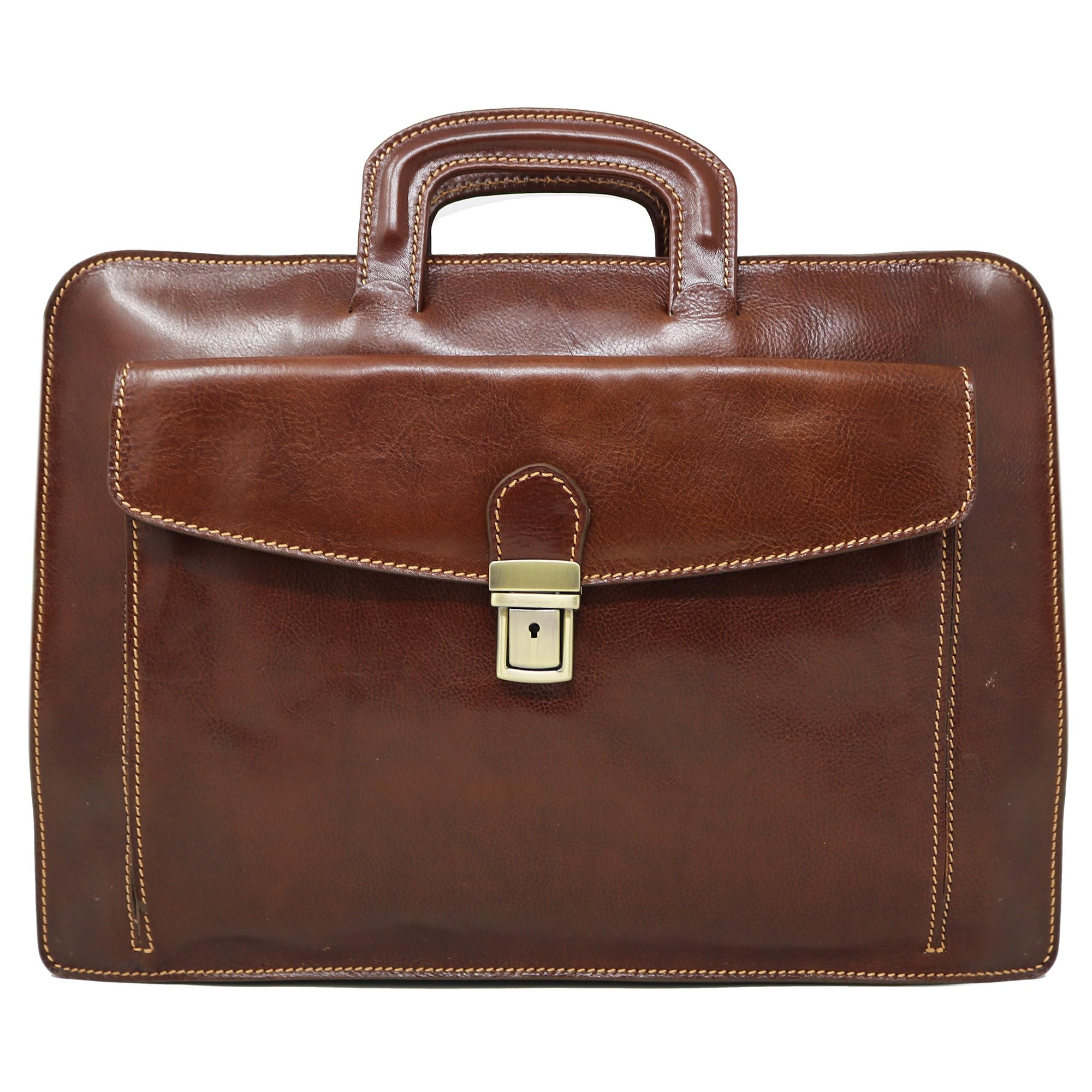 Premium Floto Milano Genuine Leather Laptop Sleeve - Medium Brown Case for 13-15 Inch MacBook & Laptops | Business Travel & Office Essentials