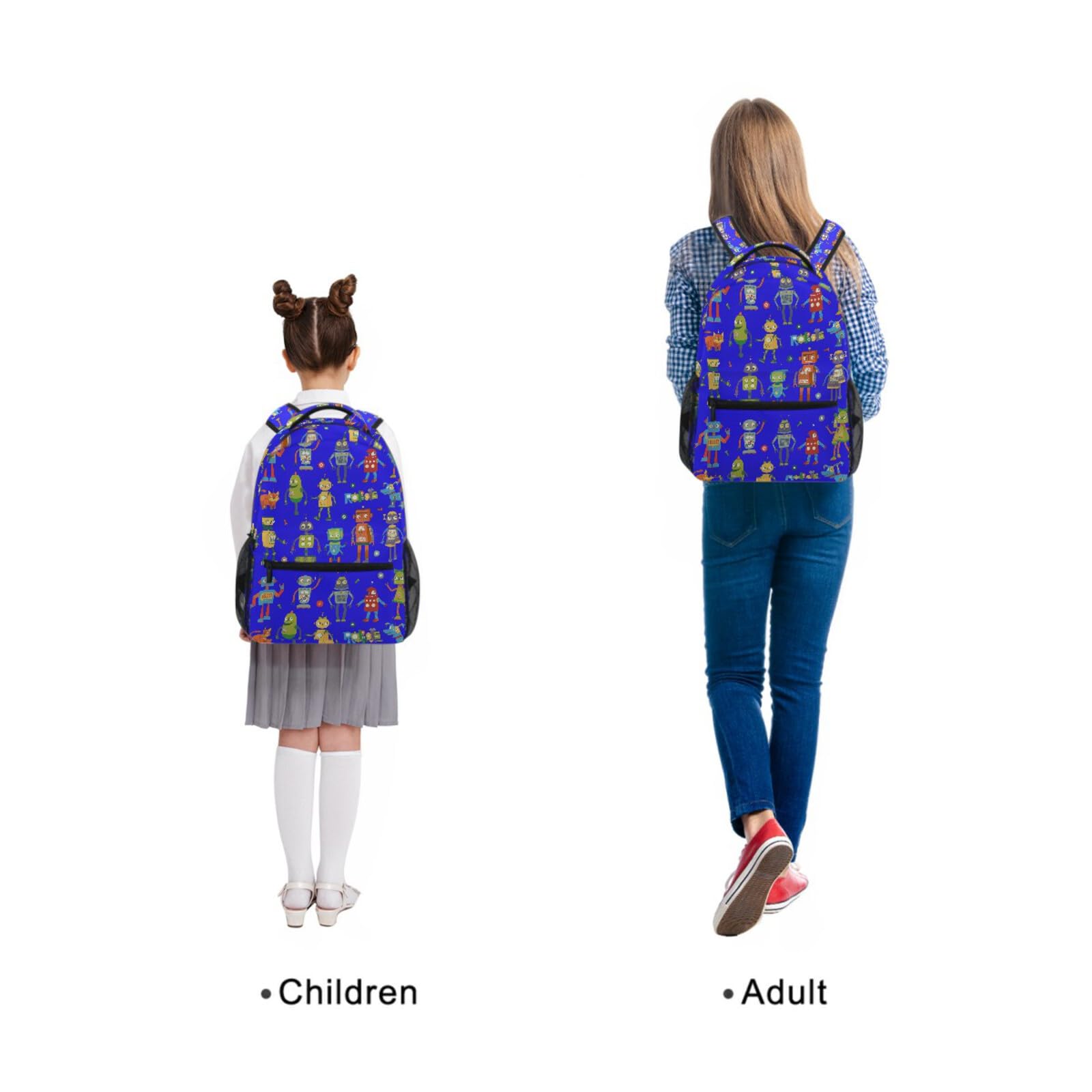 ZZKKO Cartoon Robot Backpack for Boys & Girls - Durable School Book Bag, Travel Daypack for Hiking, Camping, Work & Laptop - Deep Blue | Perfect for Students, Commuters & Outdoor Adventures