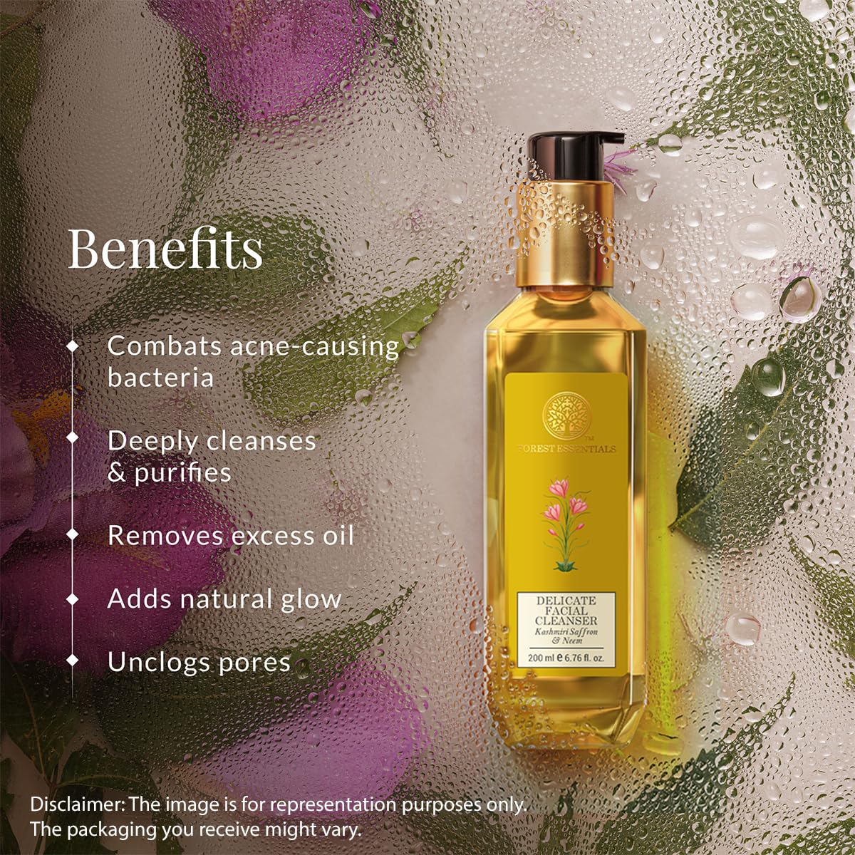 Forest Essentials Travel Size Body Mist - Nargis Fragrance & Delicate Facial Cleanser with Kashmiri Saffron & Neem | Skincare Combo for Travel & Daily Routine