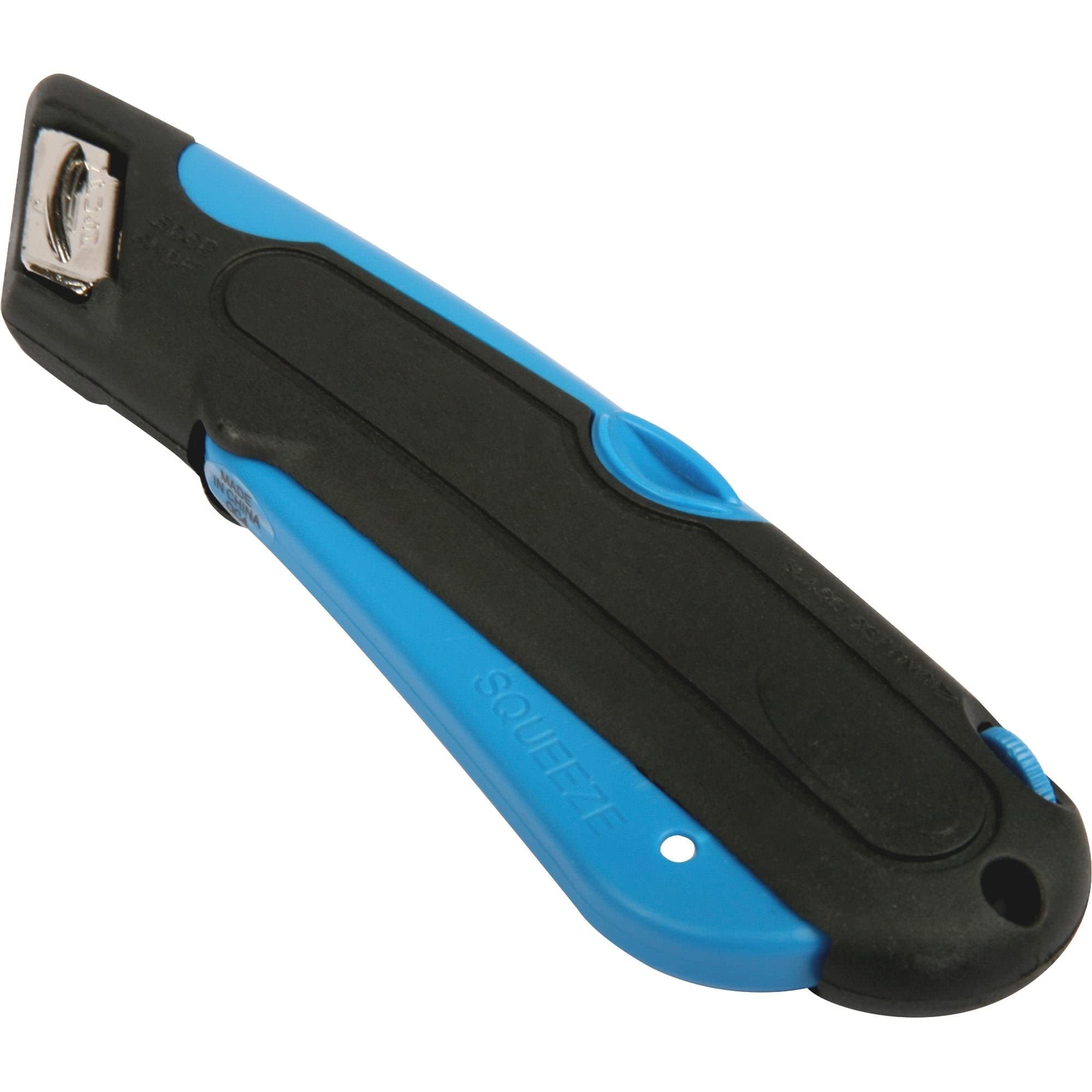 COSCO 091508 Self-Retracting Safety Utility Knife with Replaceable Blade - Black/Blue - Ideal for Packaging, Crafting & Office Use