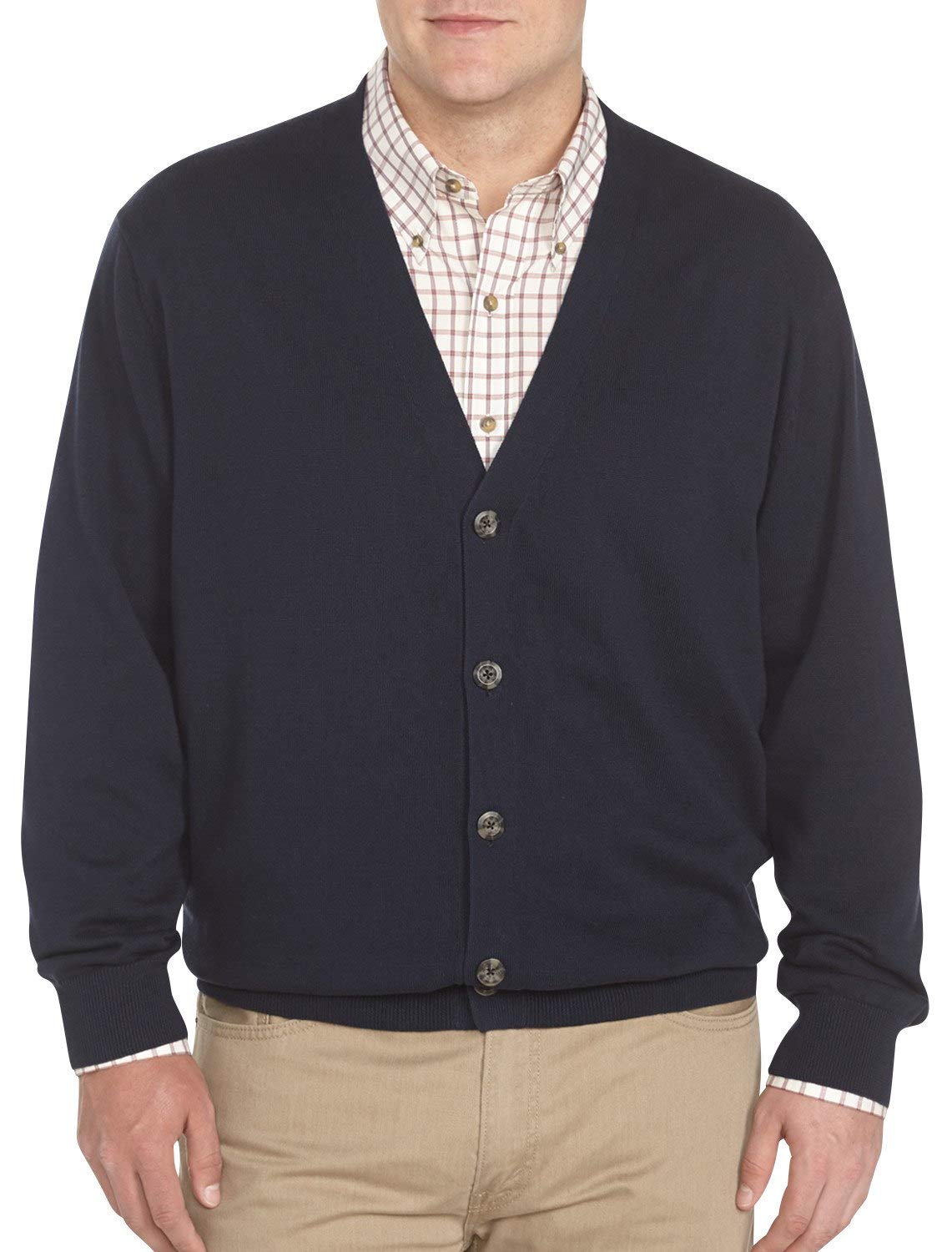 DXL Big and Tall V-Neck Cardigan Sweater for Men - Soft Comfortable Knit Pullover - Perfect for Office, Casual Wear & Fall Layering