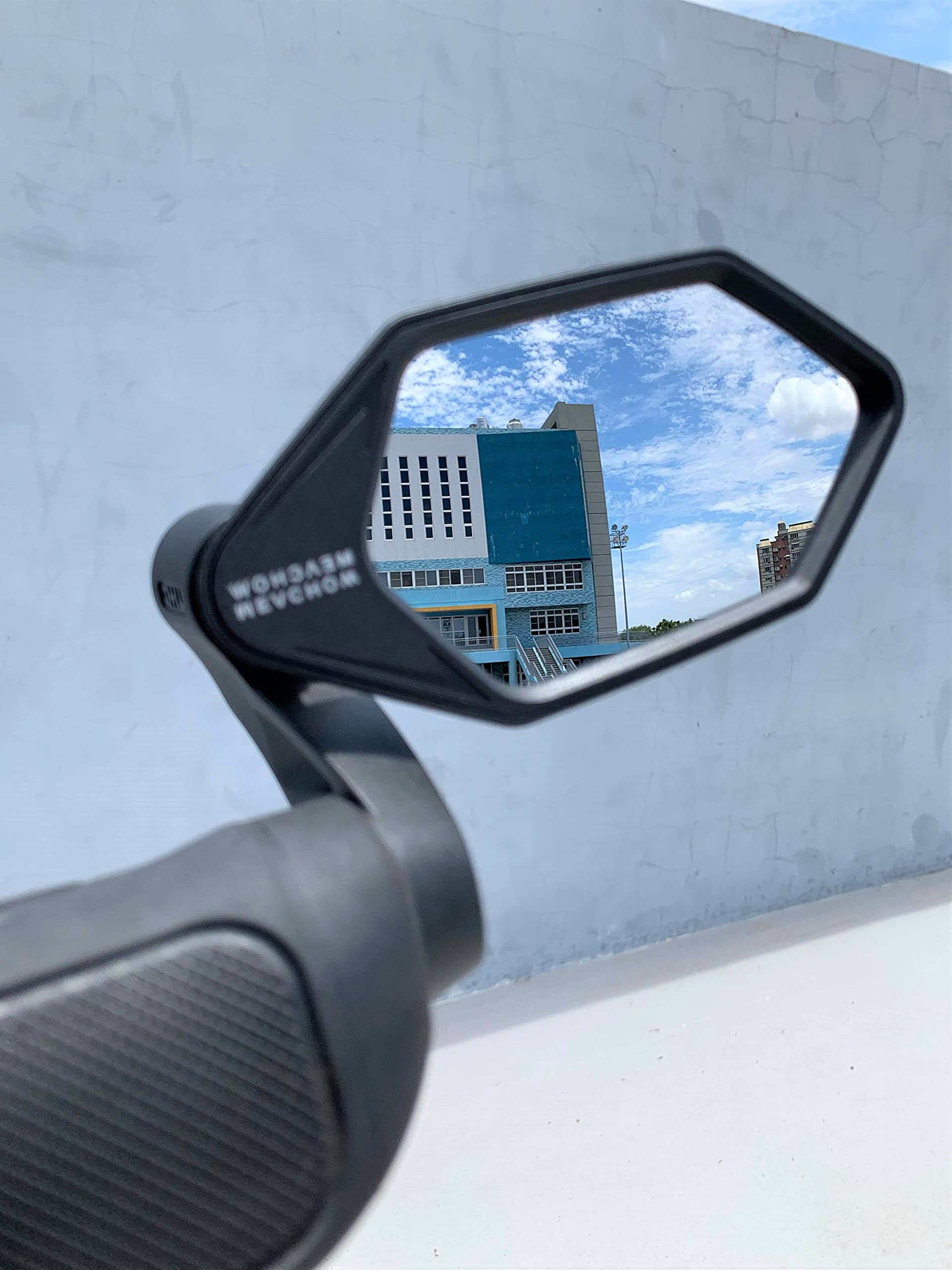 Premium MEACHOW Bar End Bike Mirror - Crystal UHD Automotive Grade Glass Lens for E-Bikes & Motorcycles | Scratch-Resistant, Safe Rearview Mirror (Right Side, Blue) | Perfect for Commuting, Road Cycling & Urban Riding