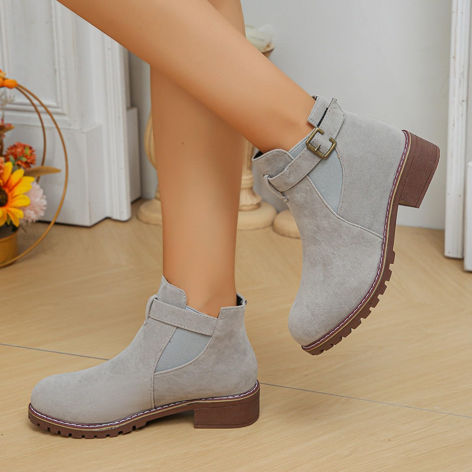 Women's Black High Rain Boots - Flat Strappy Ankle Boots for Wide Calf - Perfect for Rainy Days, Outdoor Adventures & Casual Wear